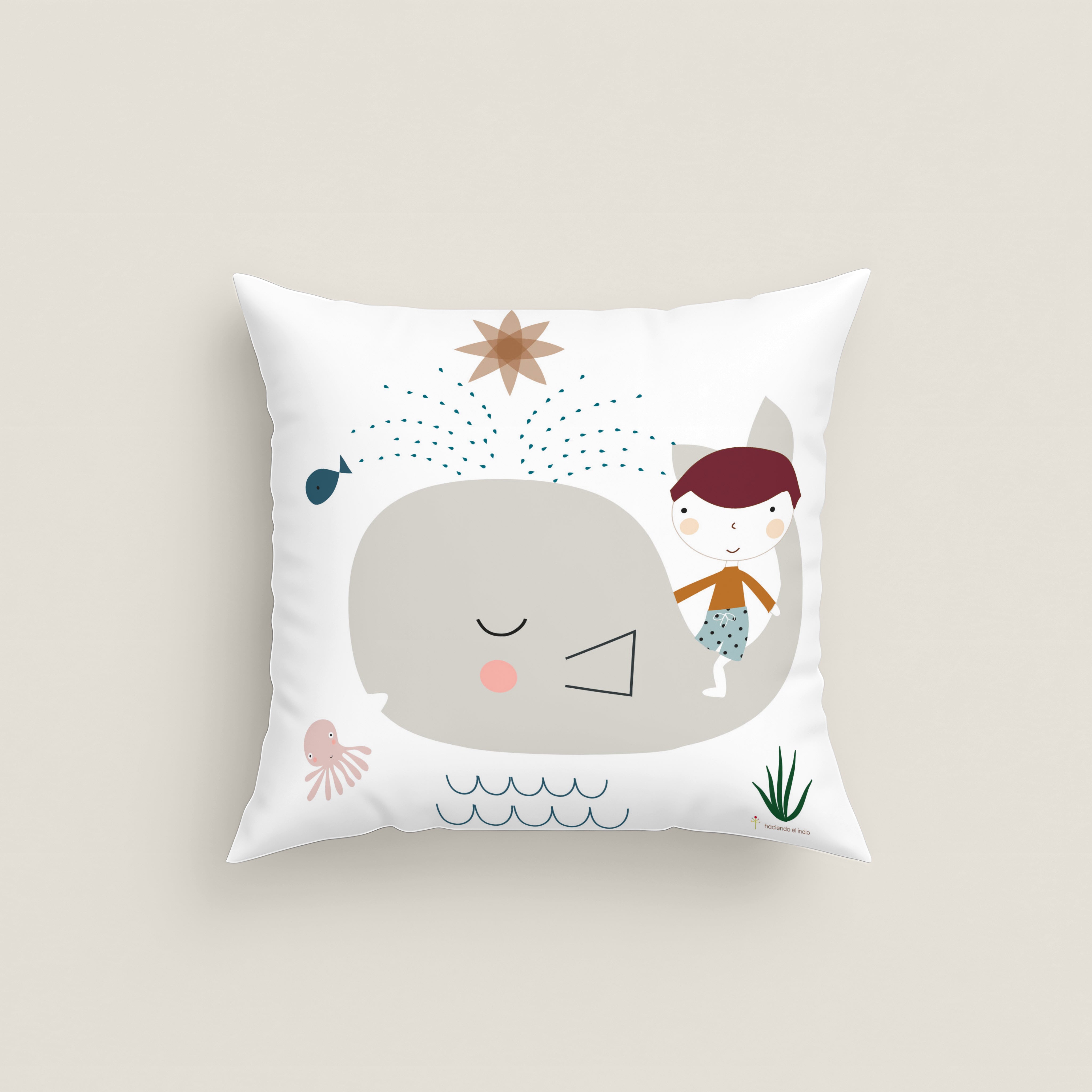 FUNDA DE COJÍN INFANTIL ESTAMPADO SURF 100% ALGODÓN