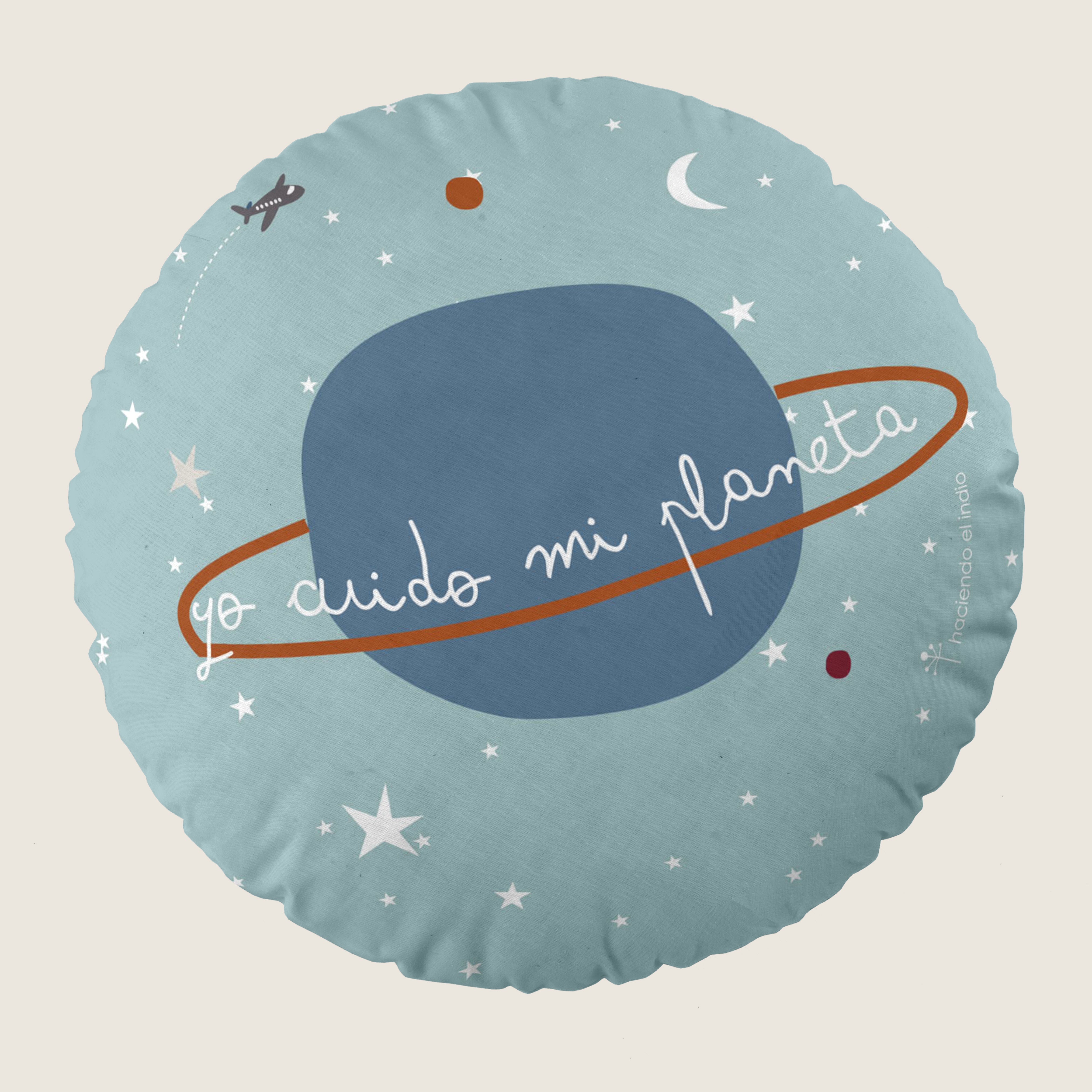 COJÍN REDONDO INFANTIL ESTAMPADO PLANETA