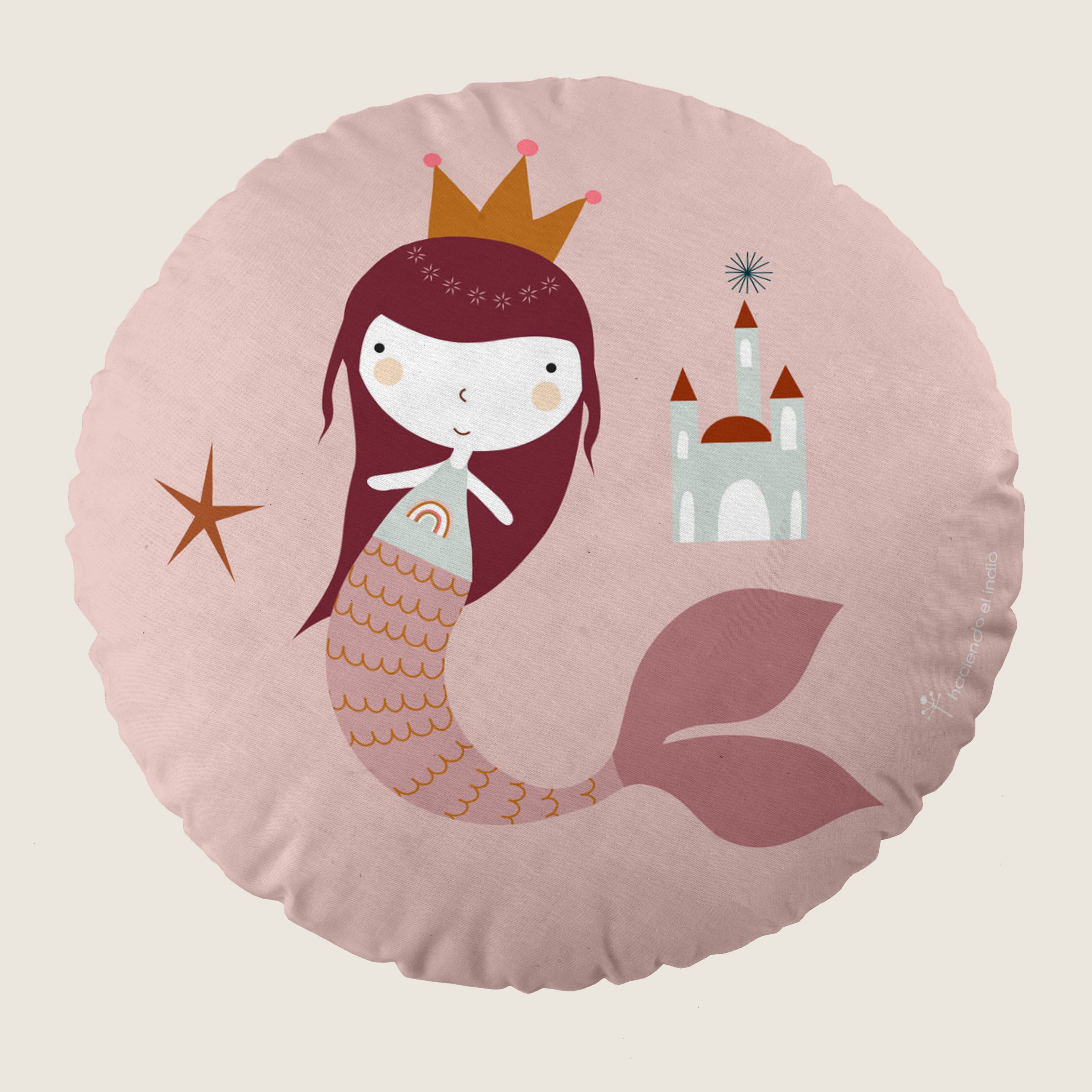 COJÍN REDONDO INFANTIL ESTAMPADO SEAHORSE