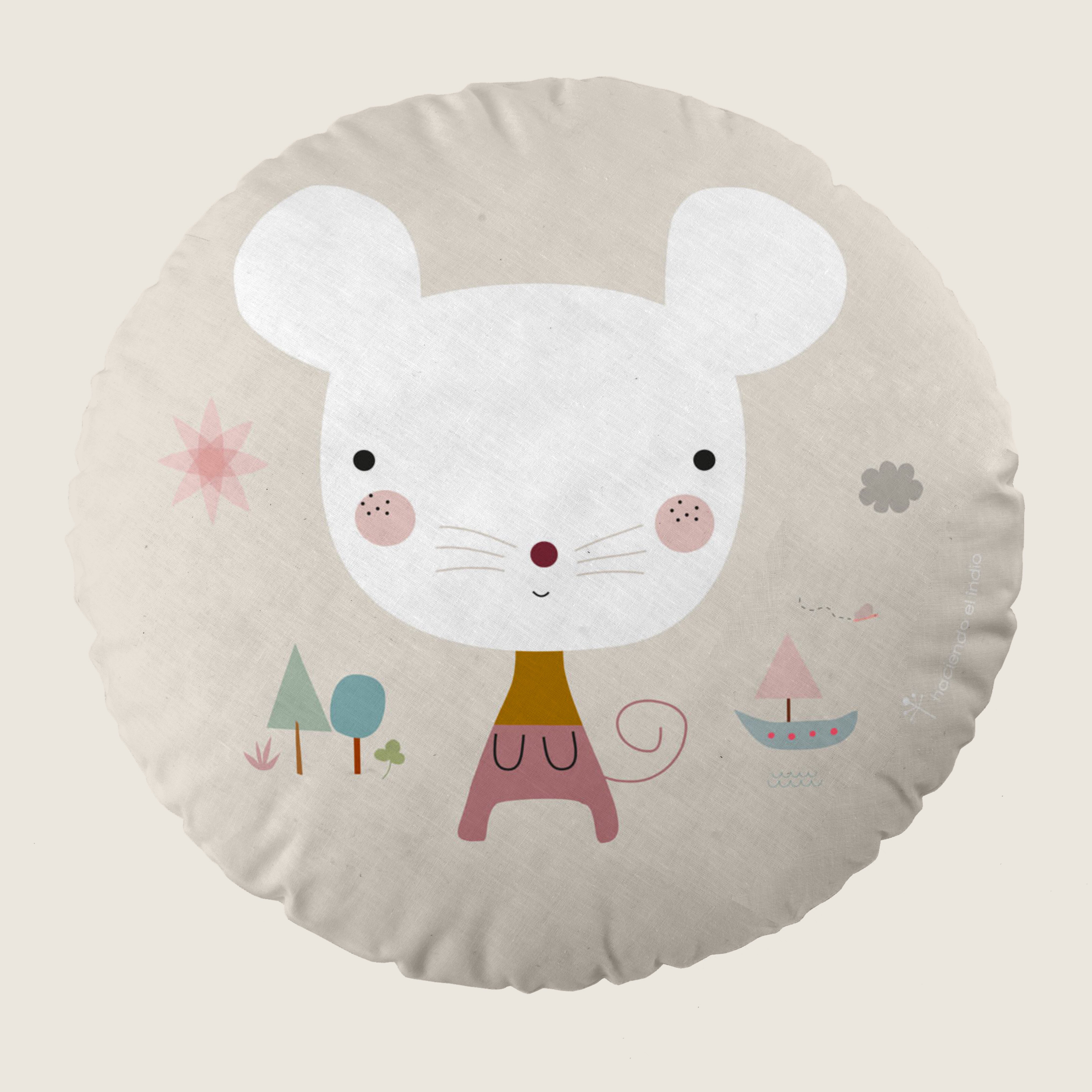 COJÍN REDONDO INFANTIL ESTAMPADO SUSANITA ROSA