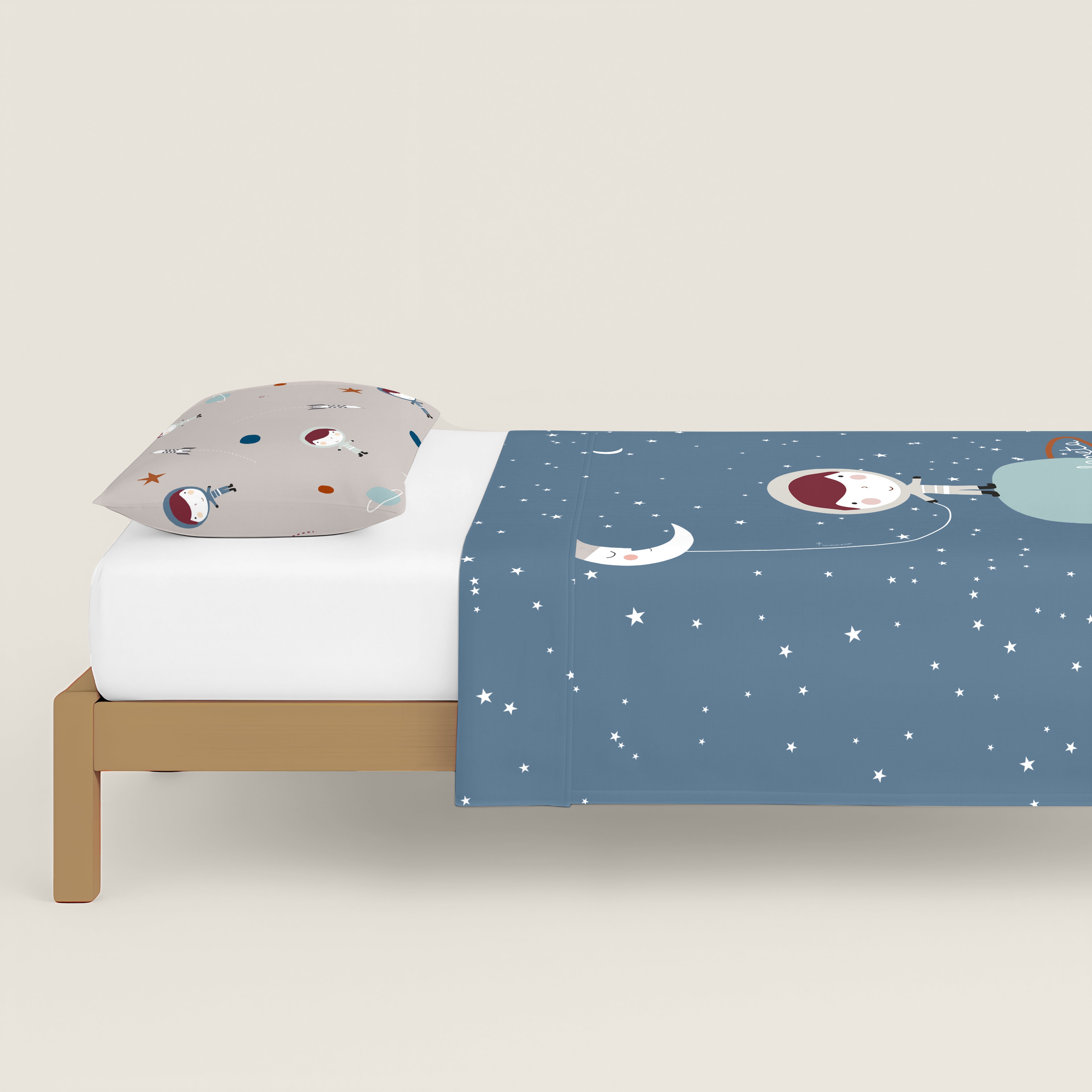 JUEGO SÁBANAS ESTAMPADAS INFANTIL PLANETA A 100% ALGODÓN