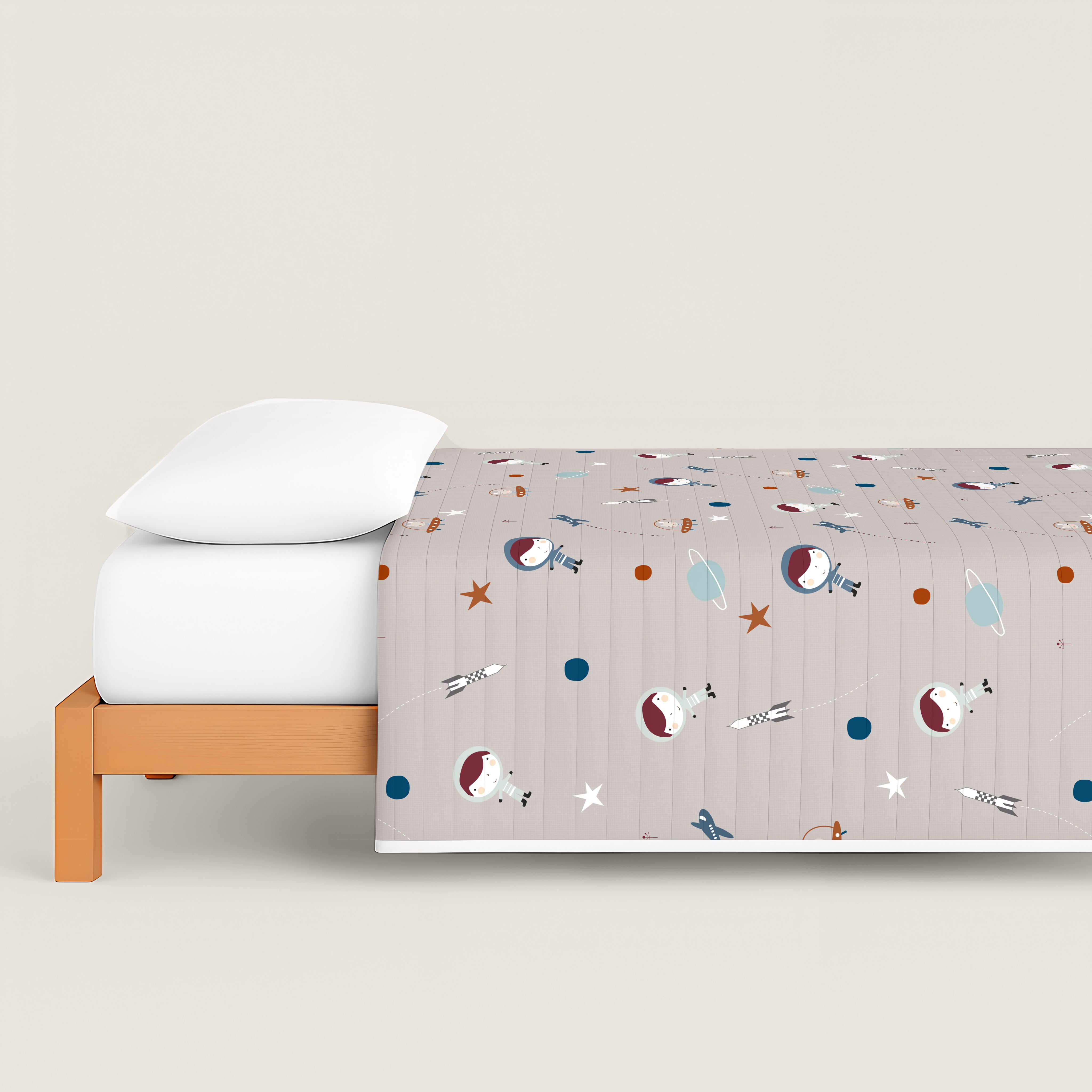 COPRILETTO BOUTIS REVERSIBILE STAMPATO PER BAMBINI PIANETA 100% COTONE