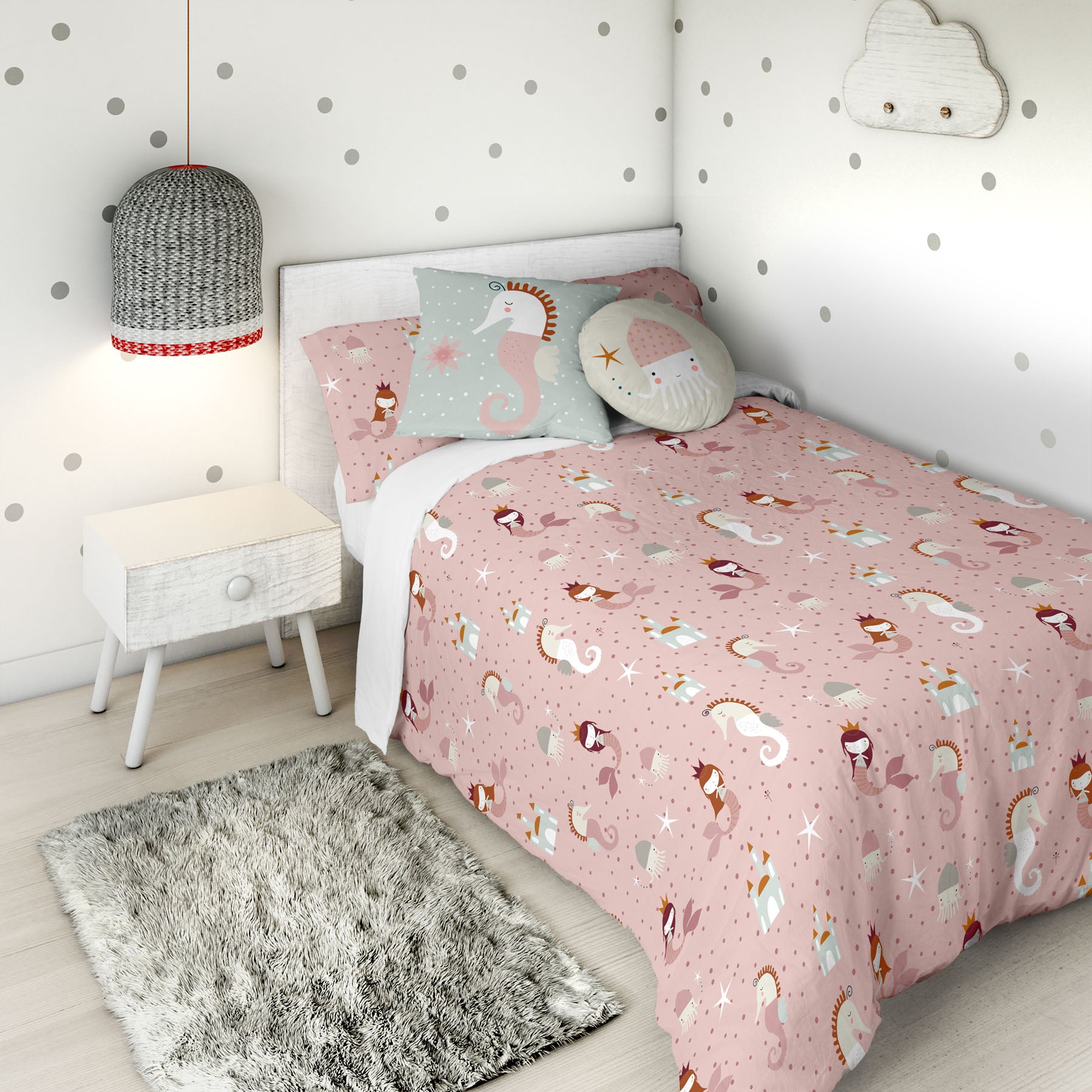 COPRIPIUMINO REVERSIBILE STAMPATO PER BAMBINI SEAHORSE 100% COTONE