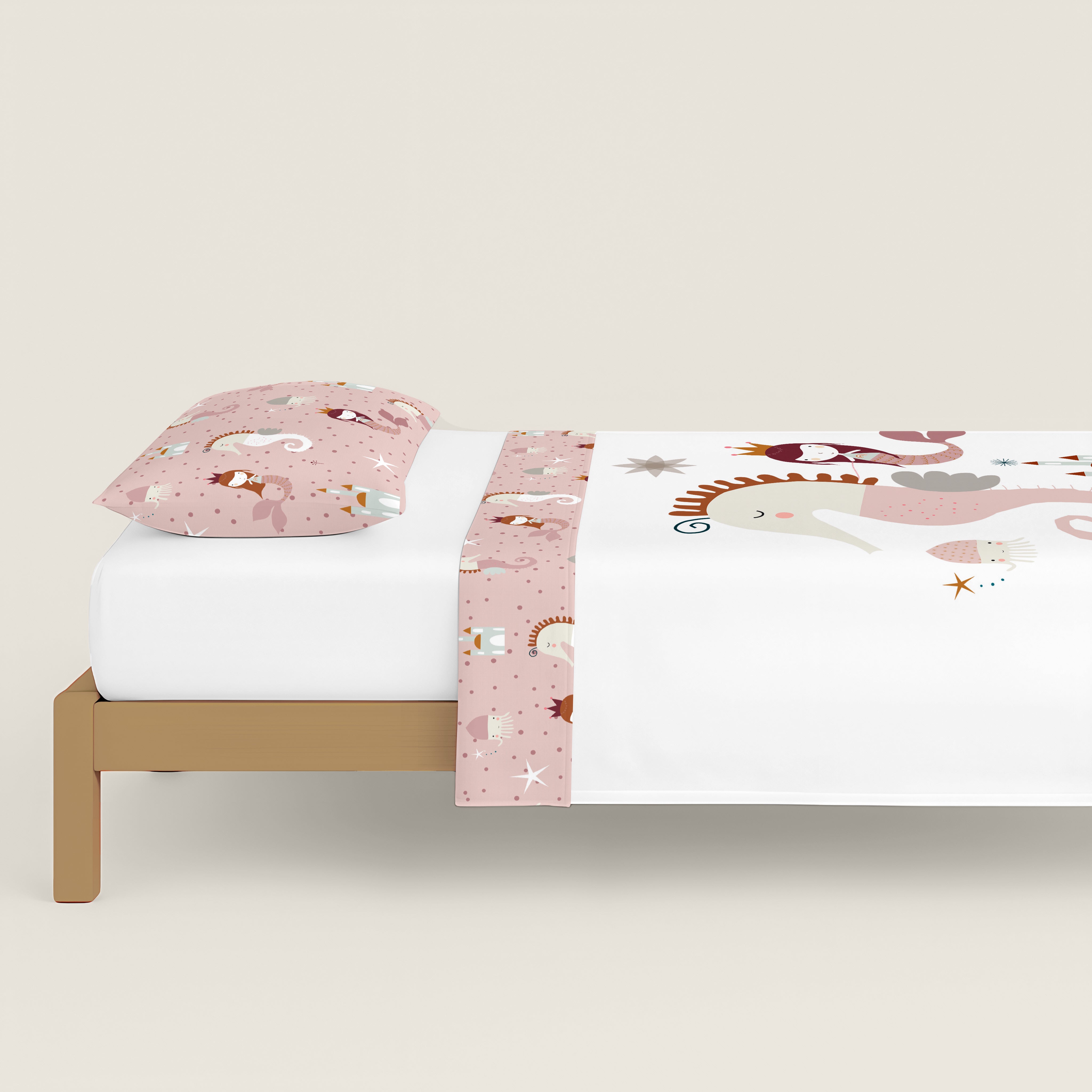 COPRIPIUMINO REVERSIBILE STAMPATO PER BAMBINI SEAHORSE 100% COTONE