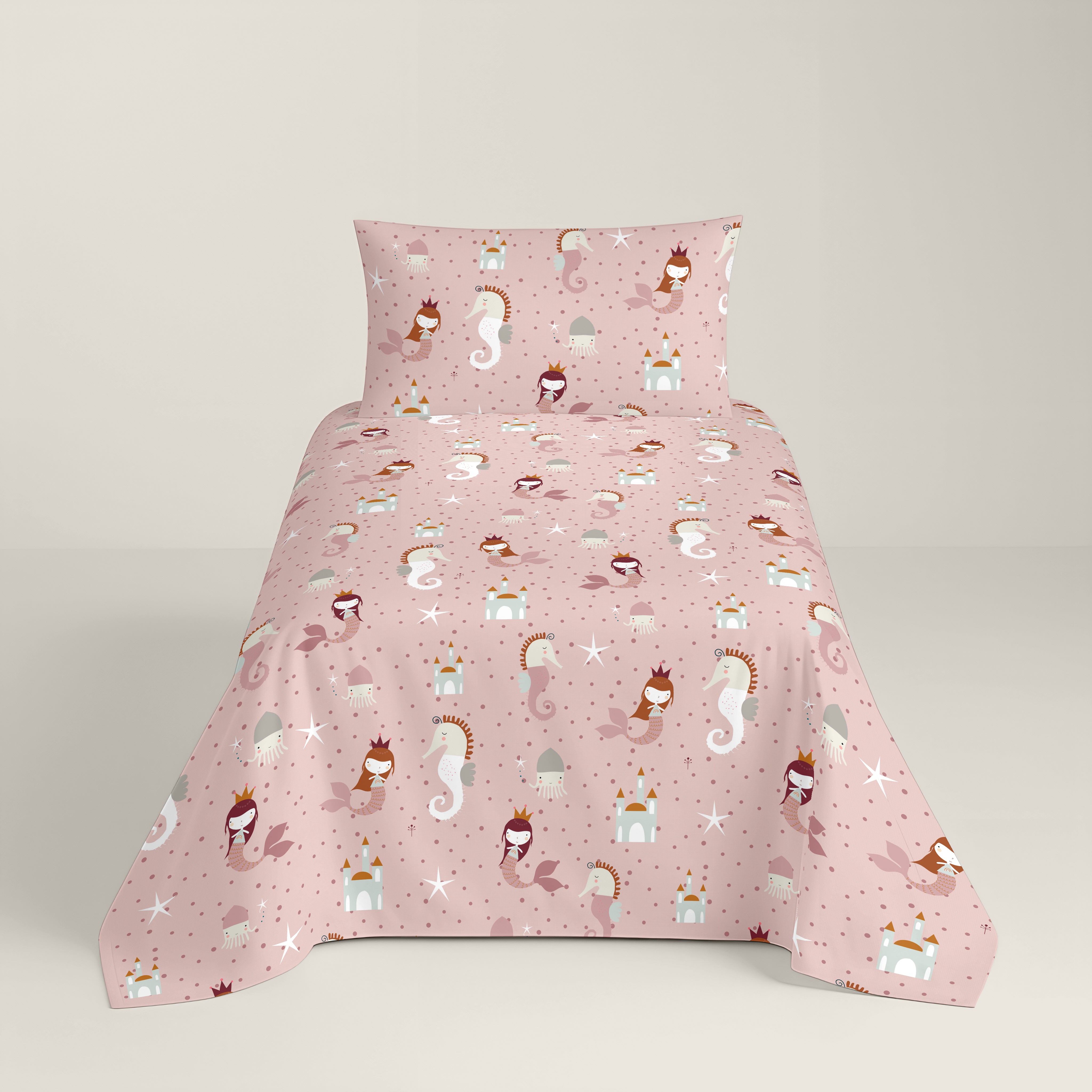 COPRIPIUMINO REVERSIBILE STAMPATO PER BAMBINI SEAHORSE 100% COTONE
