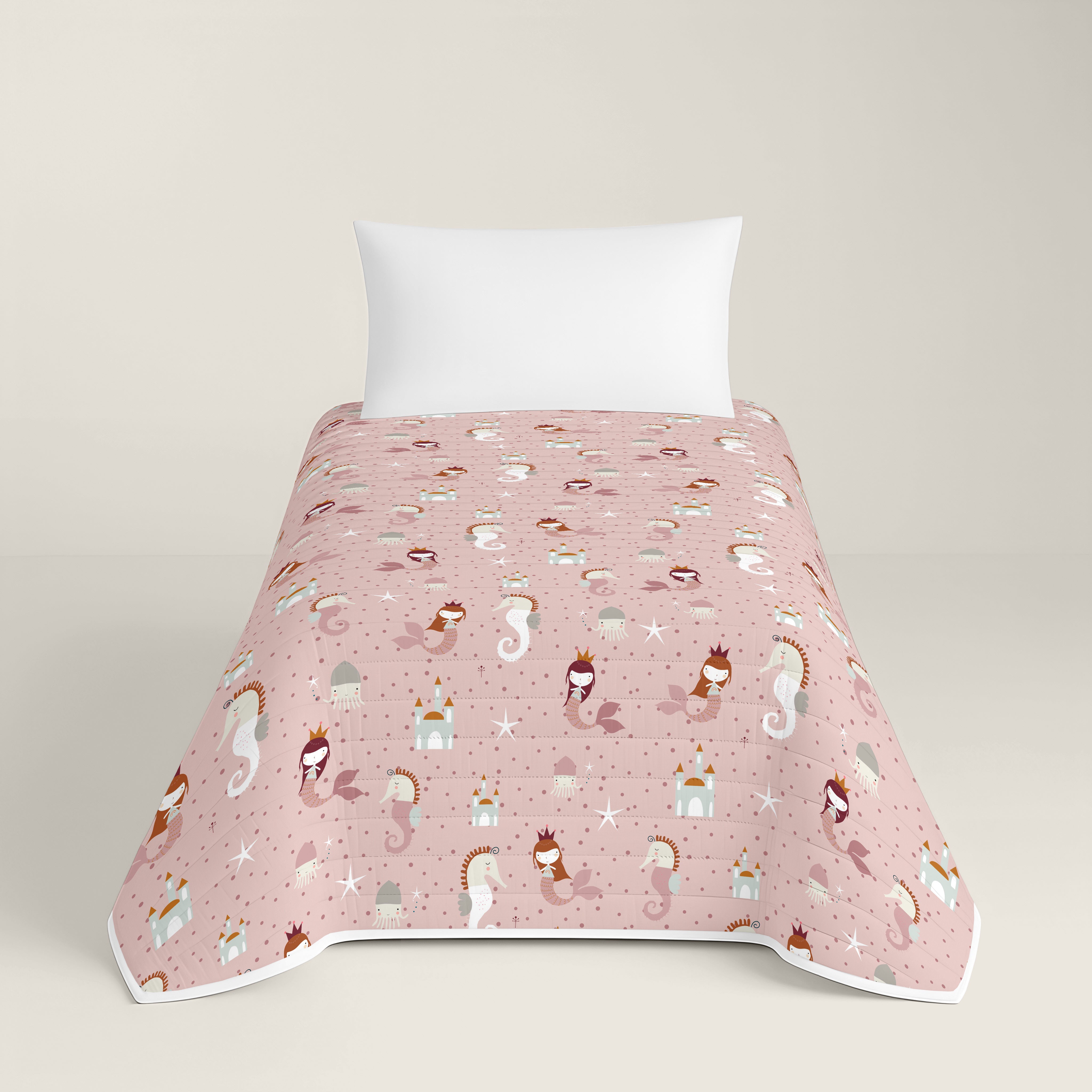 COPRILETTO BOUTIS REVERSIBILE STAMPATO PER BAMBINI SEAHORSE 100% COTONE