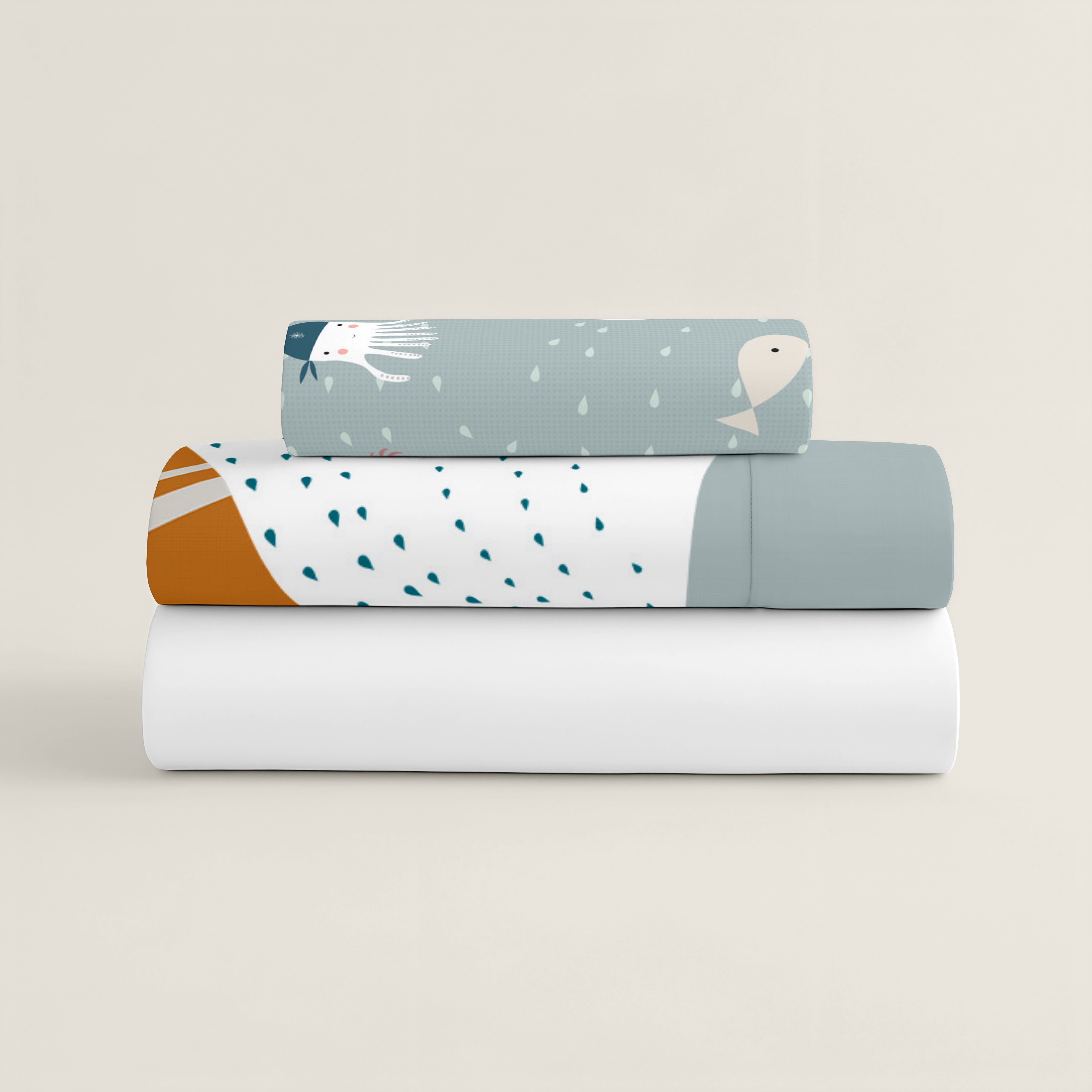 SET LENZUOLA STAMPATE PER BAMBINI SURF IN 100% COTONE