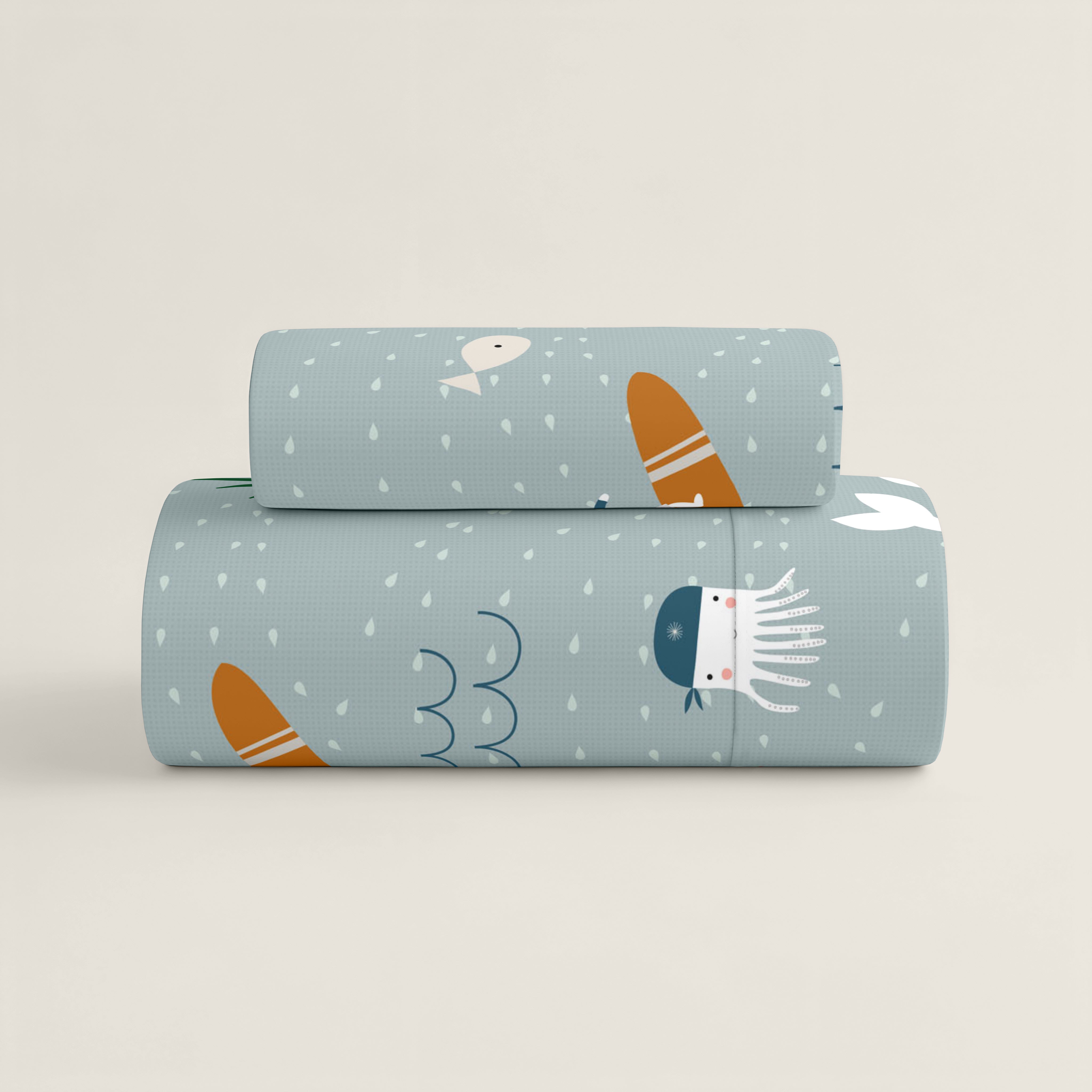 COPRIPIUMINO REVERSIBILE STAMPATO PER BAMBINI SURF 100% COTONE