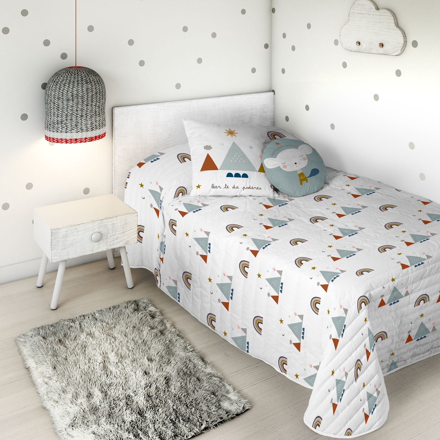 COPRILETTO BOUTIS REVERSIBILE STAMPATO PER BAMBINI SUSANITA BLU 100% COTONE