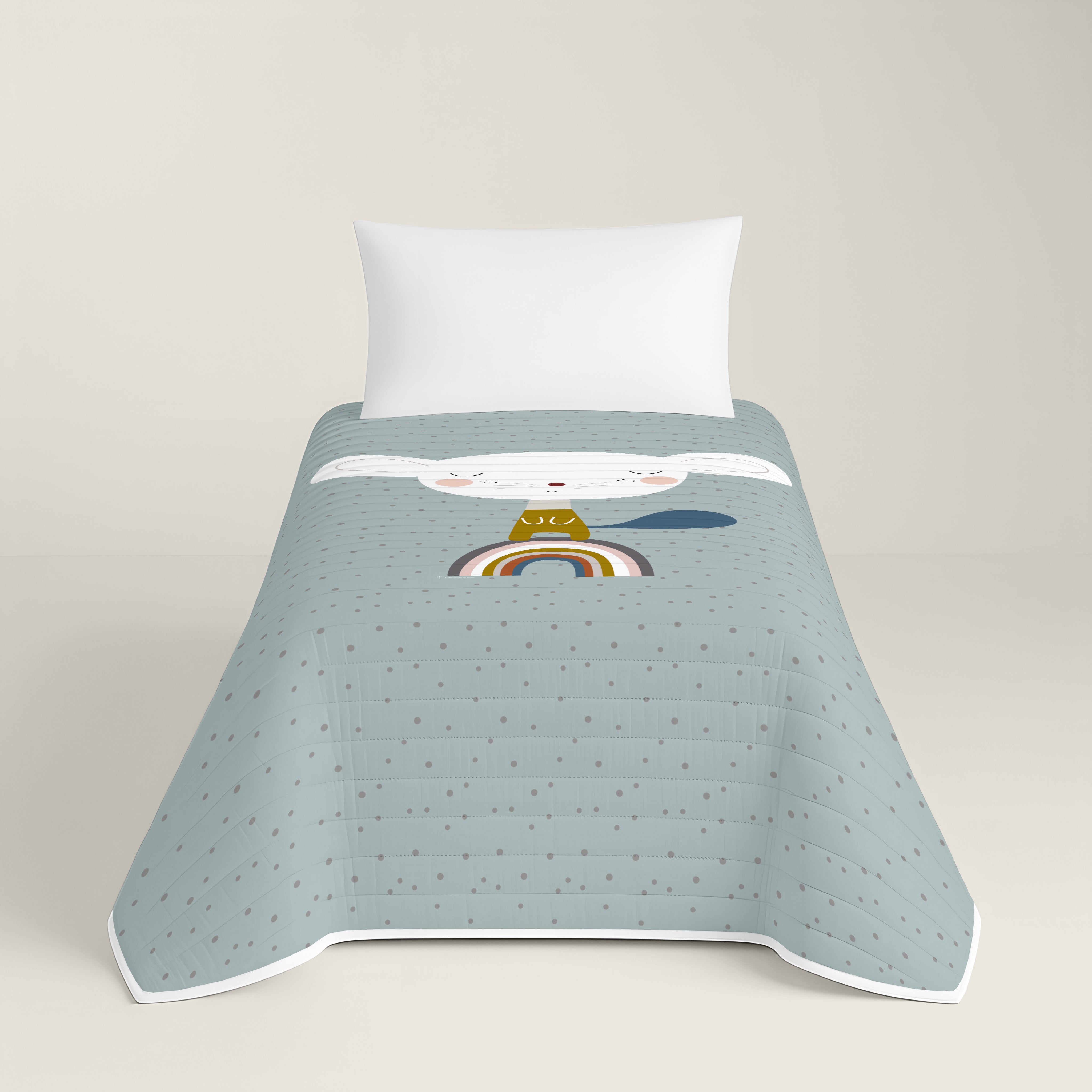 COPRILETTO BOUTIS REVERSIBILE STAMPATO PER BAMBINI SUSANITA BLU 100% COTONE