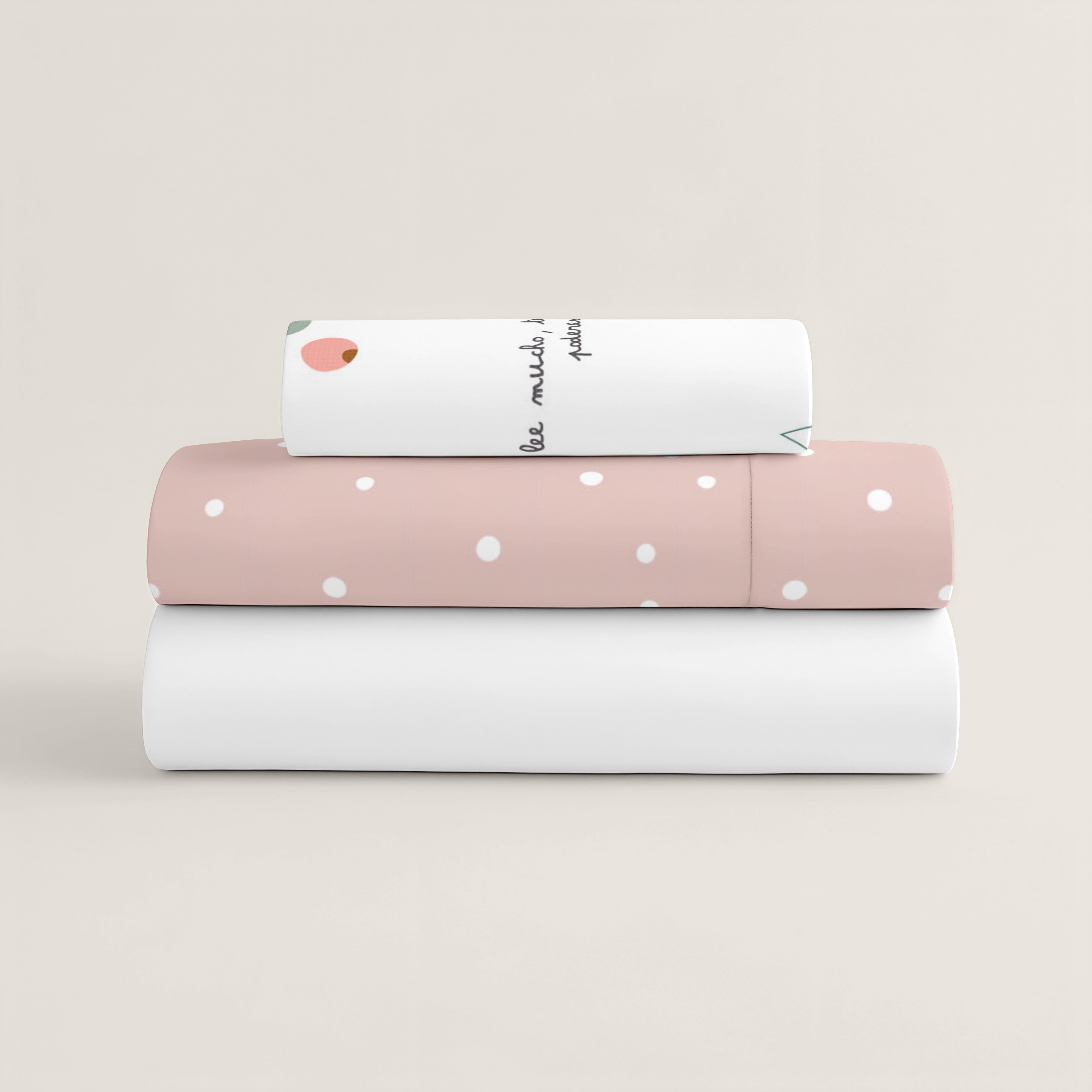 SET LENZUOLA STAMPATE PER BAMBINI SUSANITA ROSA IN 100% COTONE