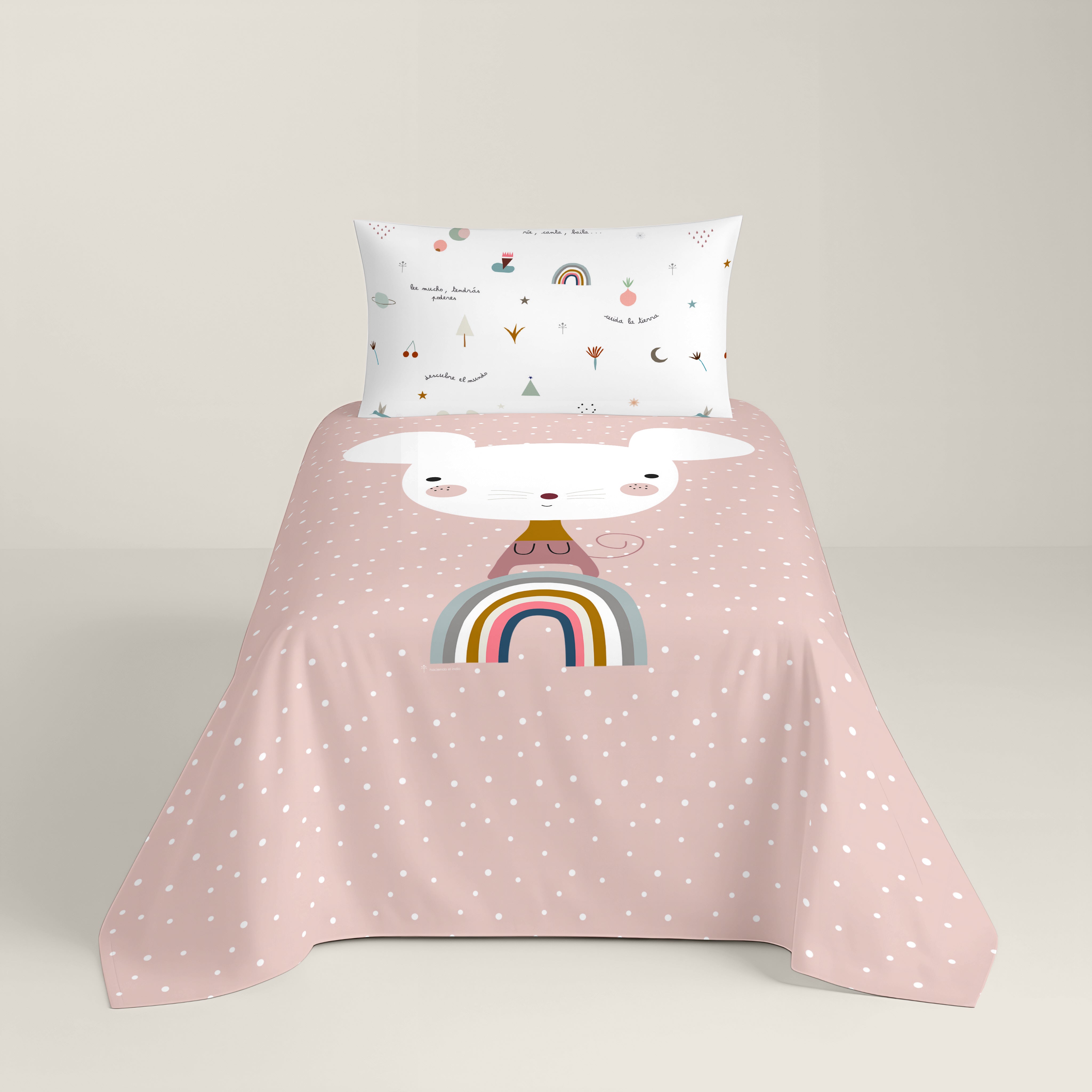 SET LENZUOLA STAMPATE PER BAMBINI SUSANITA ROSA IN 100% COTONE