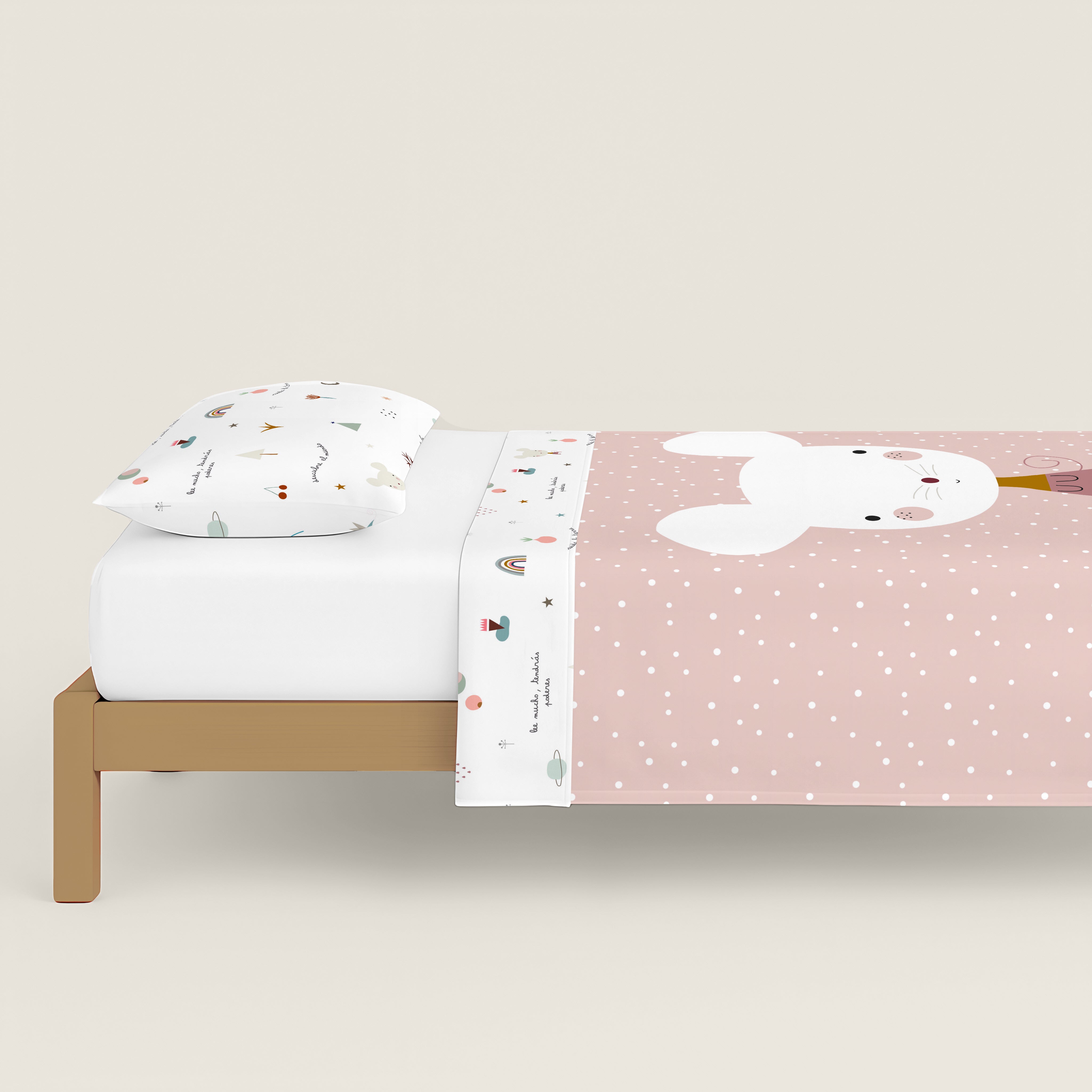 COPRIPIUMINO REVERSIBILE STAMPATO PER BAMBINI SUSANITA ROSA 100% COTONE