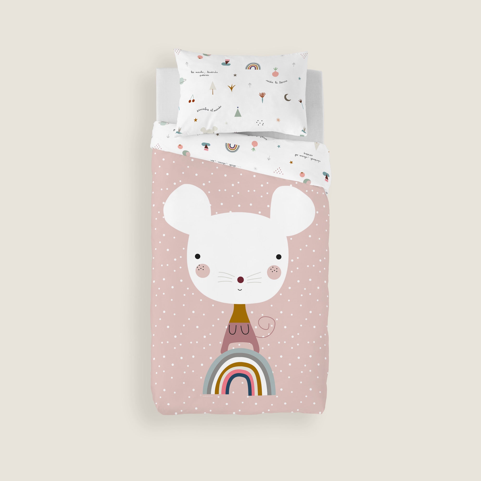 COPRIPIUMINO REVERSIBILE STAMPATO PER BAMBINI SUSANITA ROSA 100% COTONE