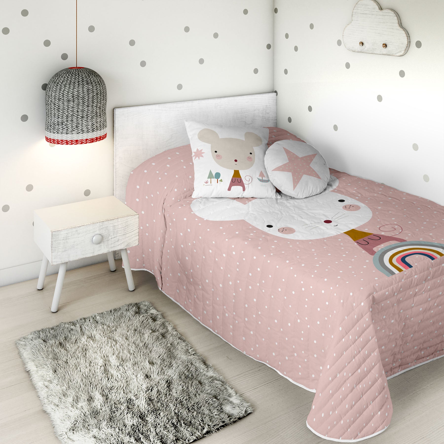 COPRILETTO BOUTIS REVERSIBILE STAMPATO PER BAMBINI SUSANITA ROSA 100% COTONE