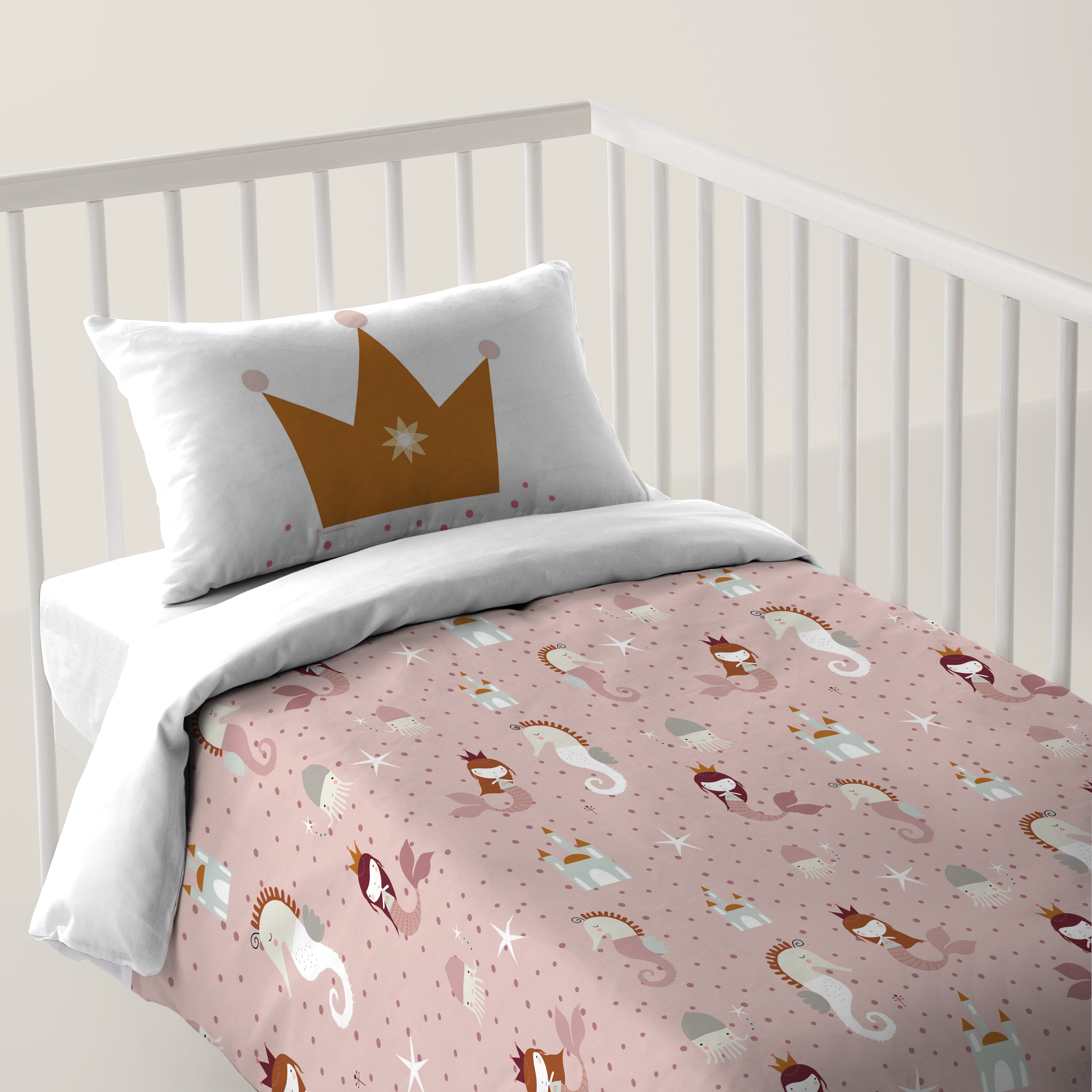 FUNDA NÓRDICA REVERESIBLE CUNA BEBÉ SEAHORSE 100% ALGODÓN
