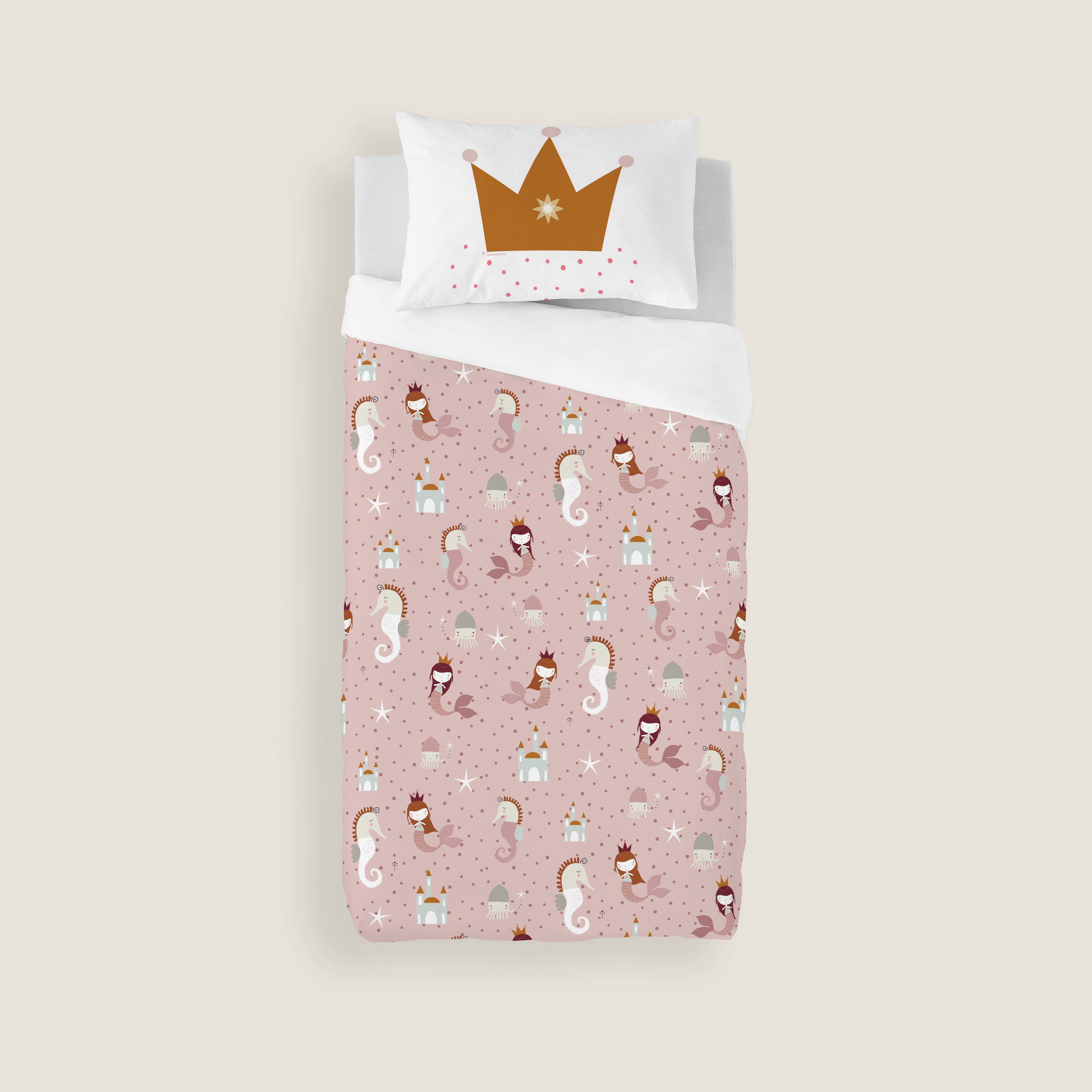 FUNDA NÓRDICA REVERESIBLE CUNA BEBÉ SEAHORSE 100% ALGODÓN