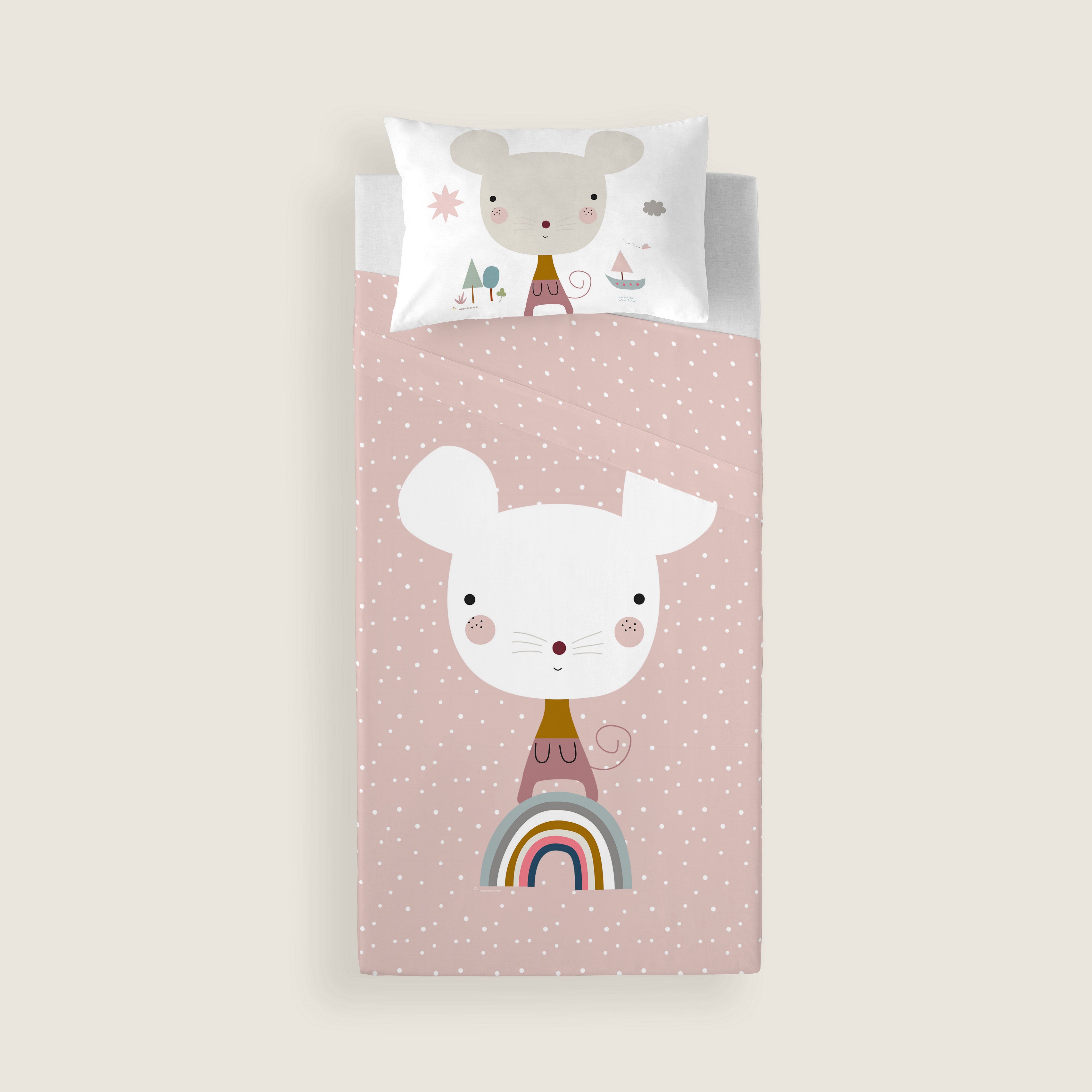 JUEGO DE SÁBANAS CUNA BEBÉ SUSANITA ROSA A 100% ALGODÓN