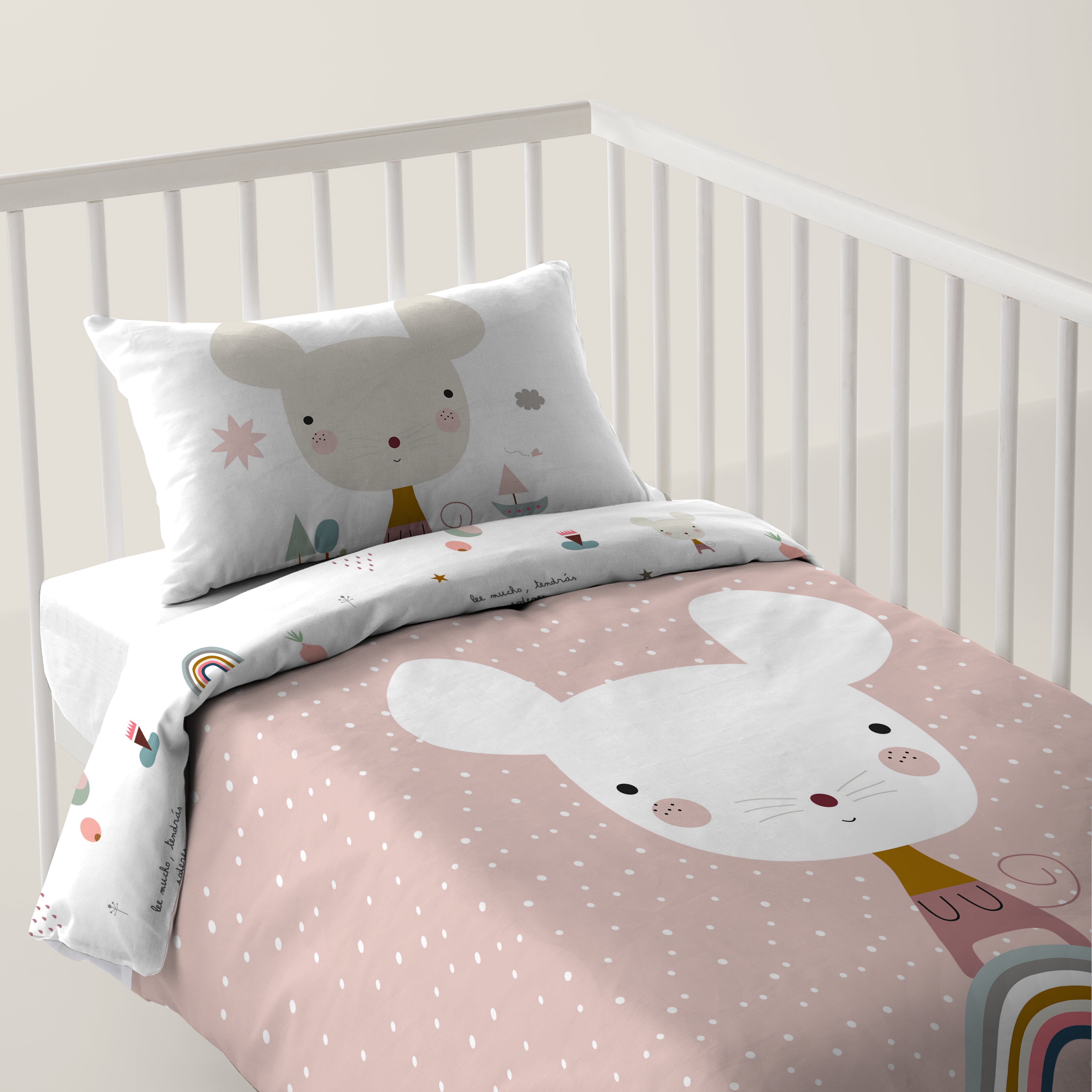 FUNDA NÓRDICA REVERSIBLE CUNA BEBÉ SUSANITA ROSA 100% ALGODÓN