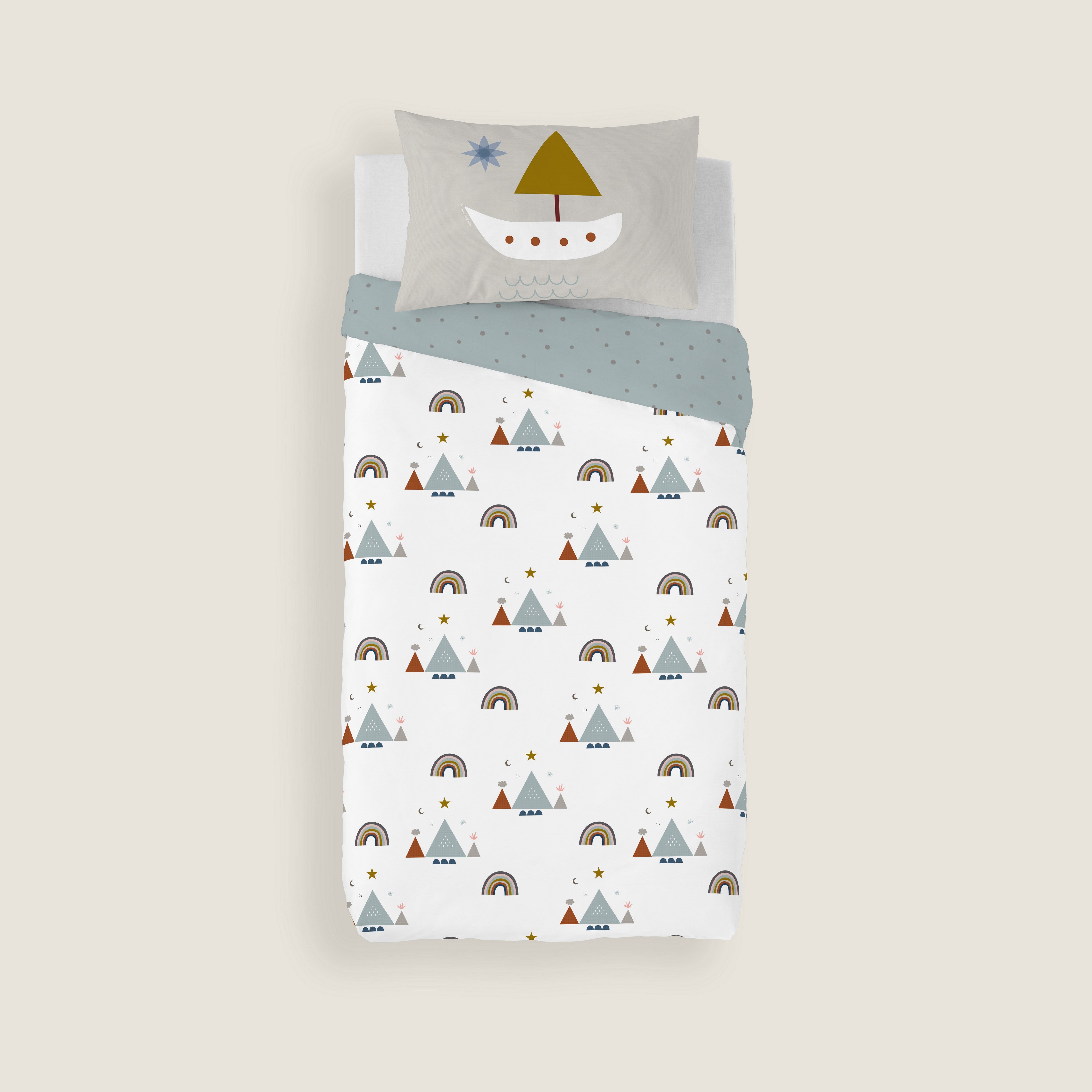 FUNDA NÓRDICA REVERSIBLE CUNA BEBÉ SUSANITA AZUL 100% ALGODÓN