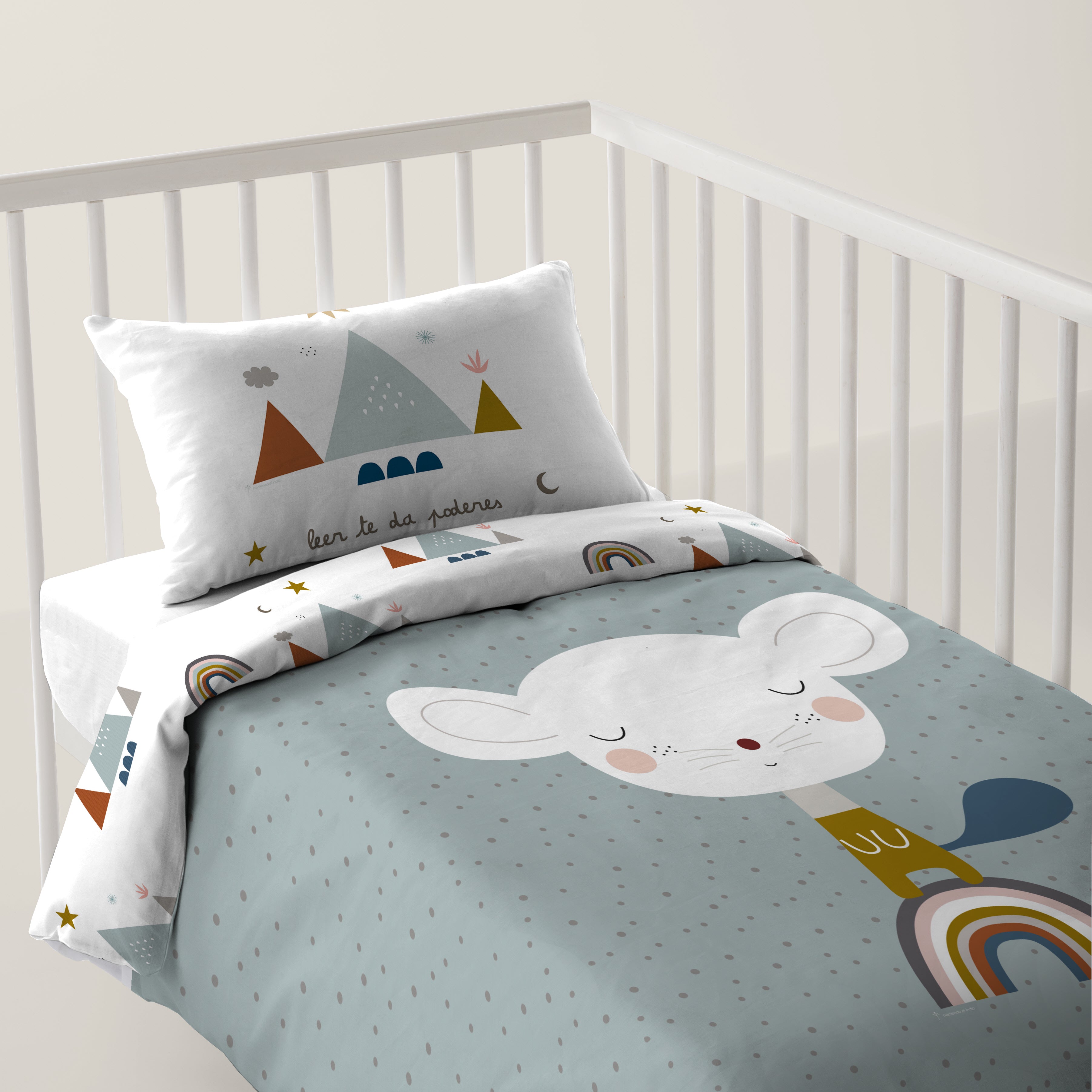 FUNDA NÓRDICA REVERSIBLE CUNA BEBÉ SUSANITA AZUL 100% ALGODÓN