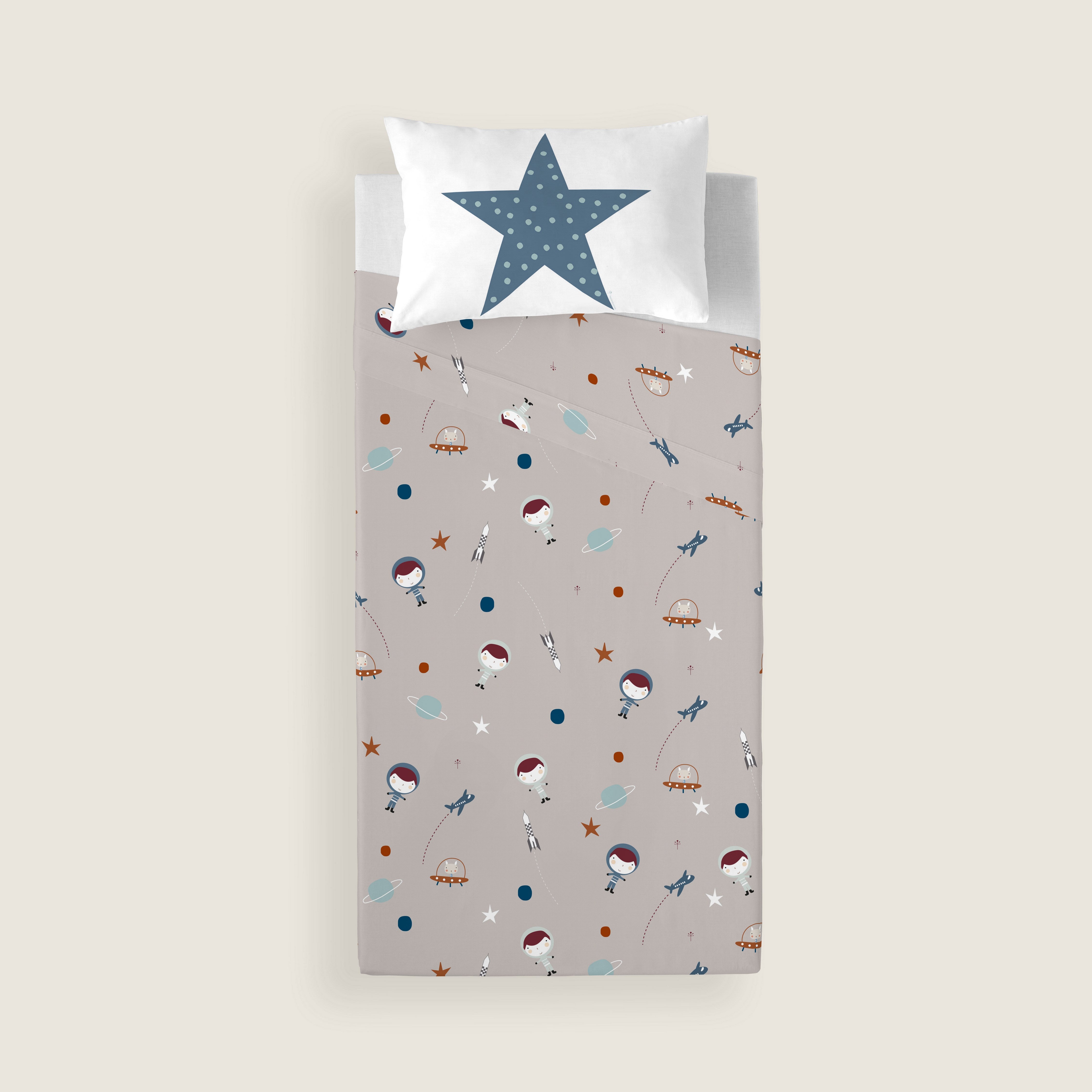 JUEGO DE SÁBANAS CUNA BEBÉ PLANETA B 100% ALGODÓN