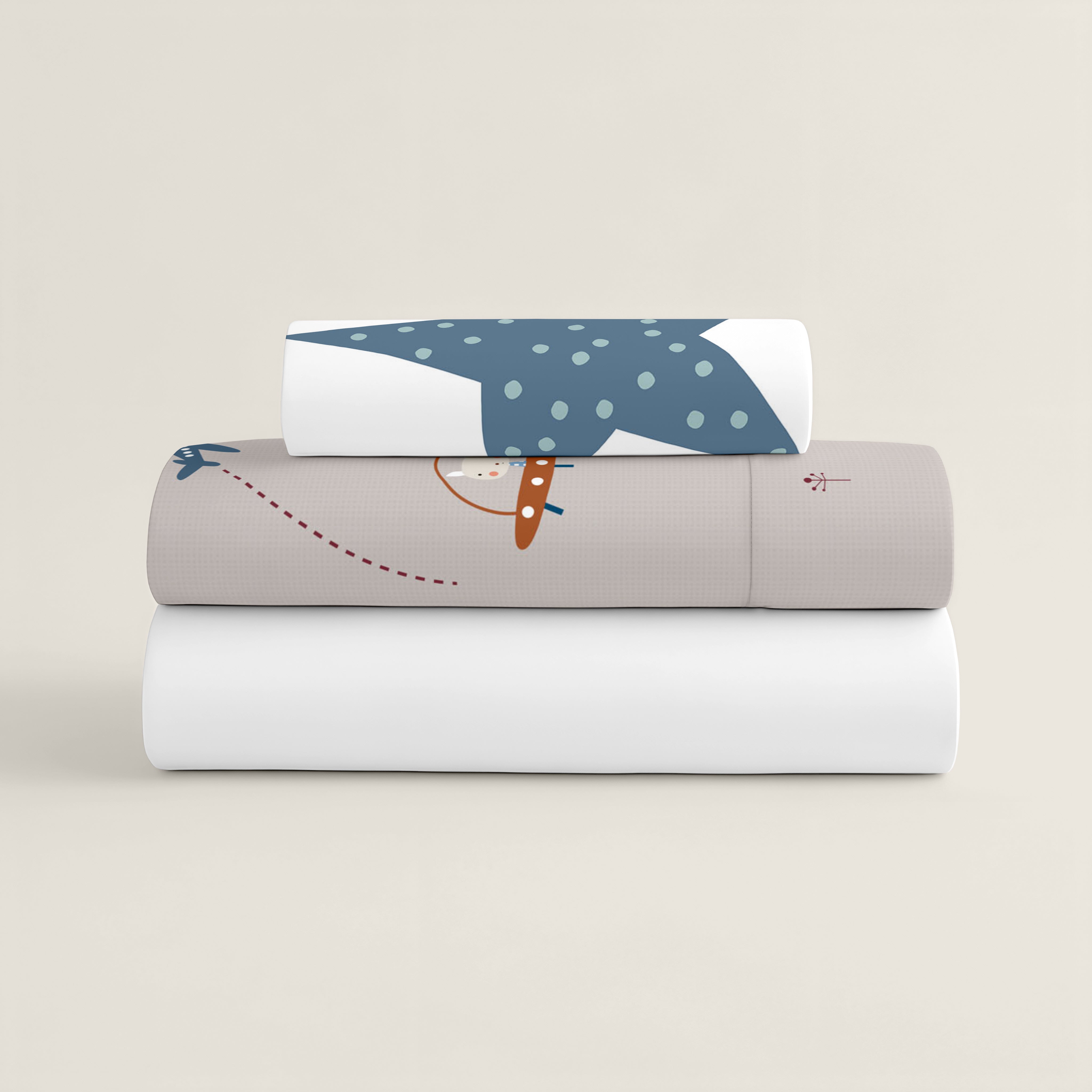 JUEGO DE SÁBANAS CUNA BEBÉ PLANETA B 100% ALGODÓN