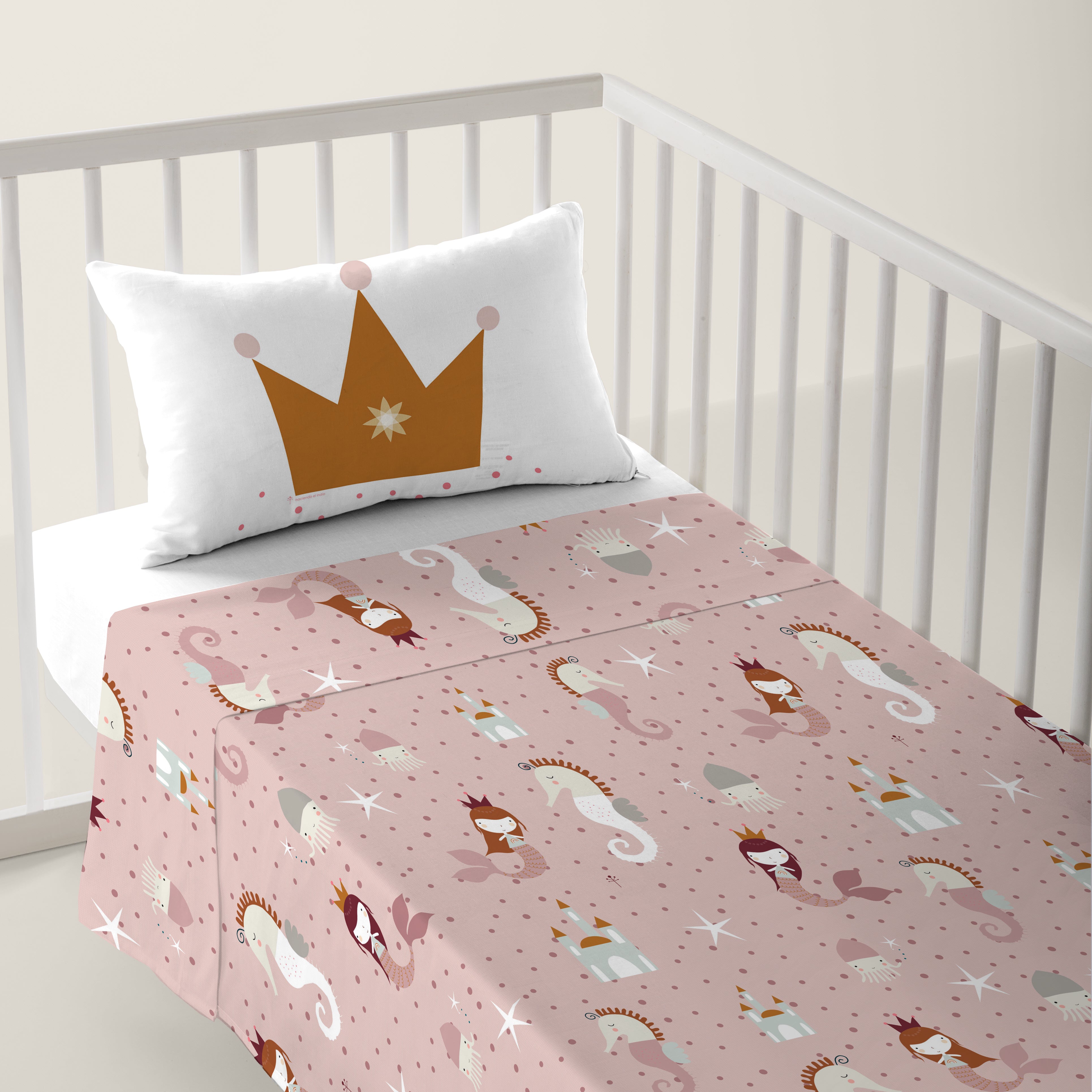 JUEGO DE SÁBANAS CUNA BEBÉ SEAHORSE B 100% ALGODÓN