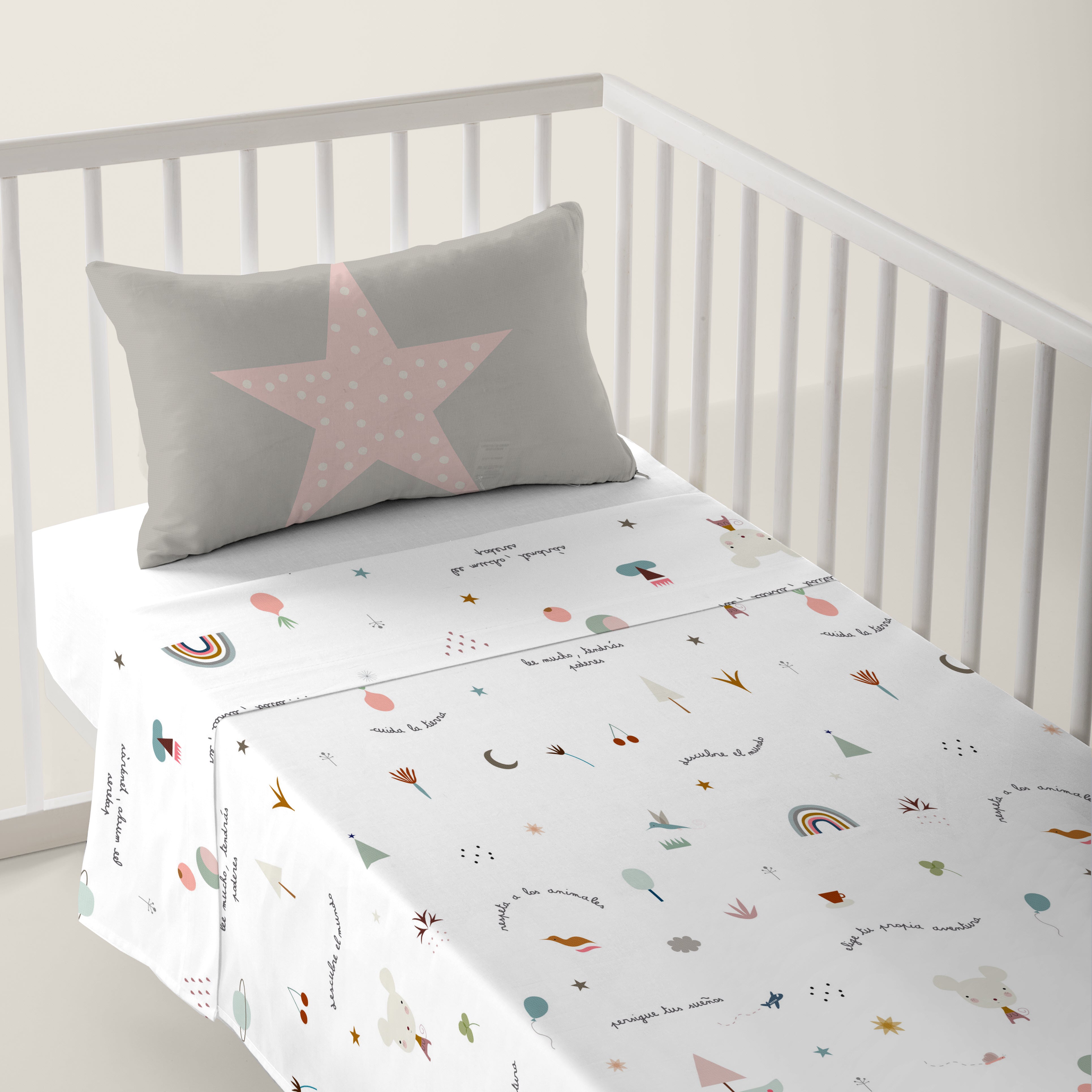 JUEGO DE SÁBANAS CUNA BEBÉ SUSANITA ROSA B 100% ALGODÓN