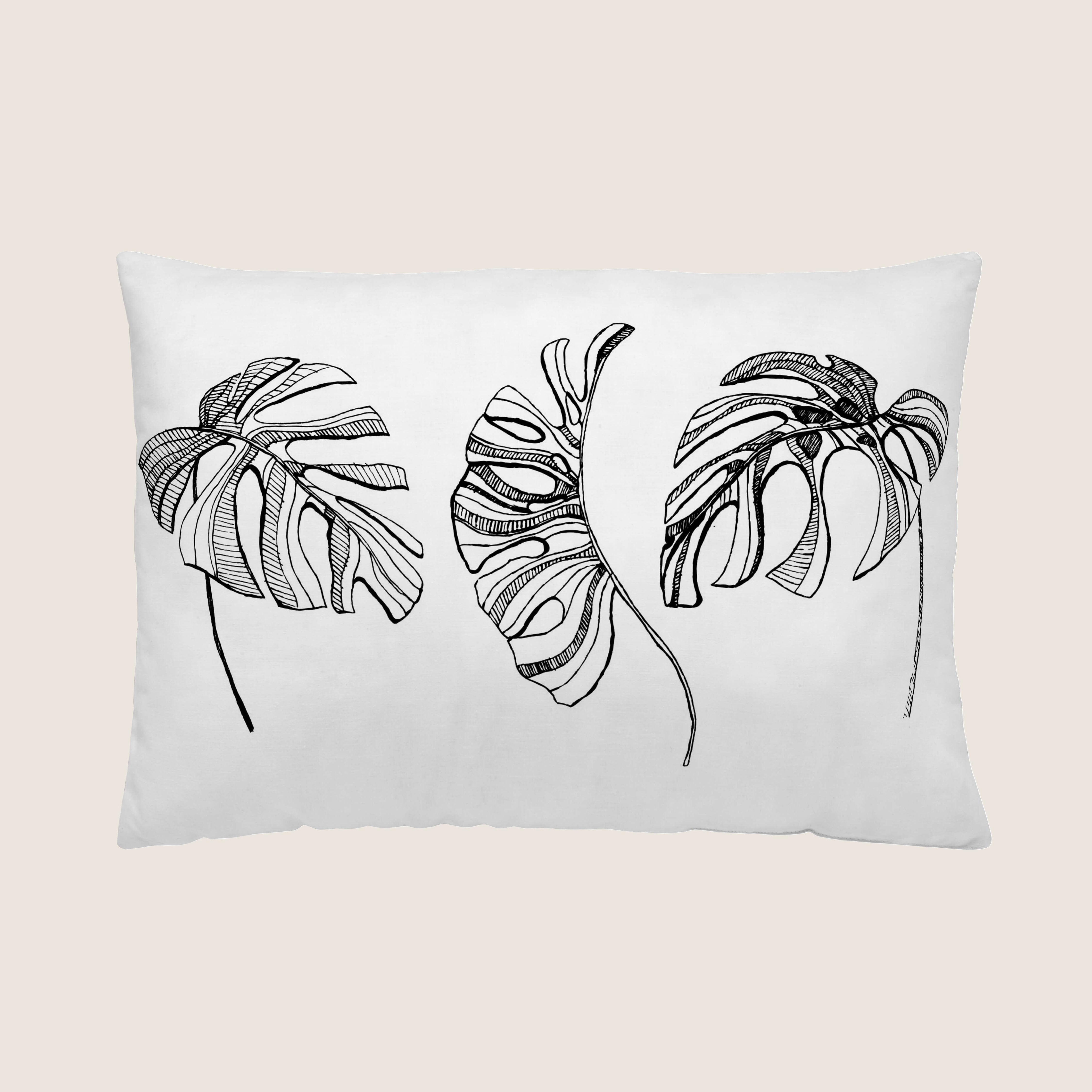 FUNDA DE COJÍN ESTAMPADO BLANCA 100% ALGODÓN