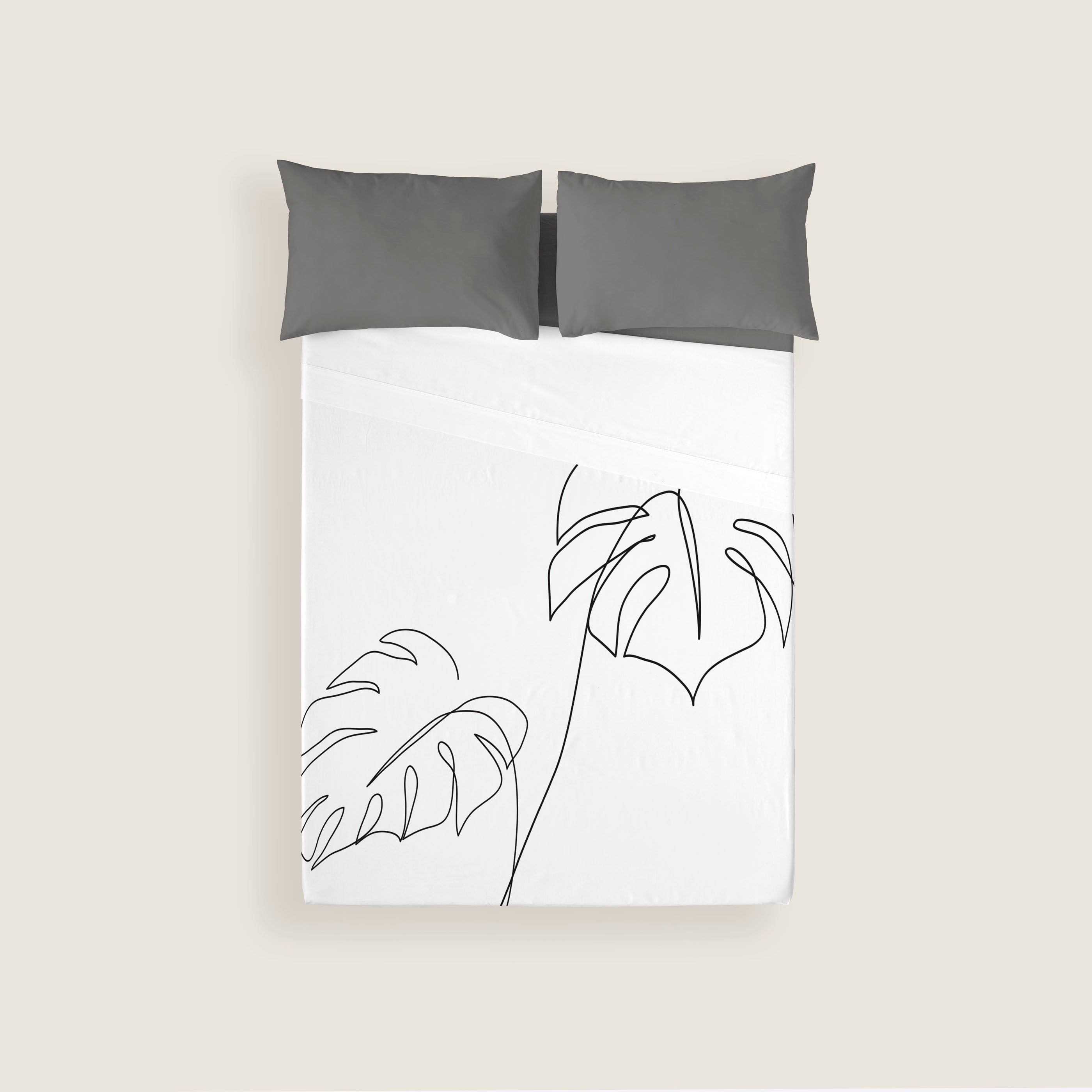 JUEGO SÁBANAS ESTAMPADAS BLANCA 100% ALGODÓN