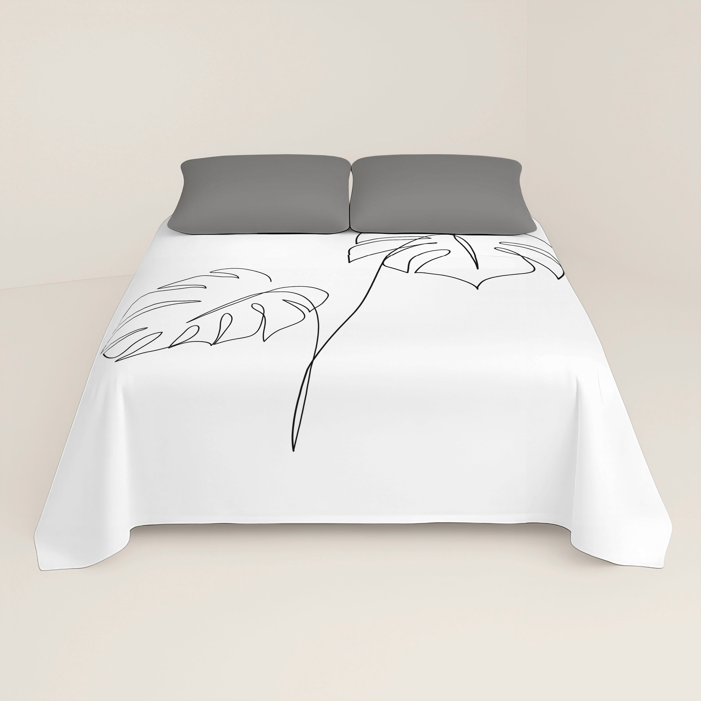JUEGO SÁBANAS ESTAMPADAS BLANCA 100% ALGODÓN
