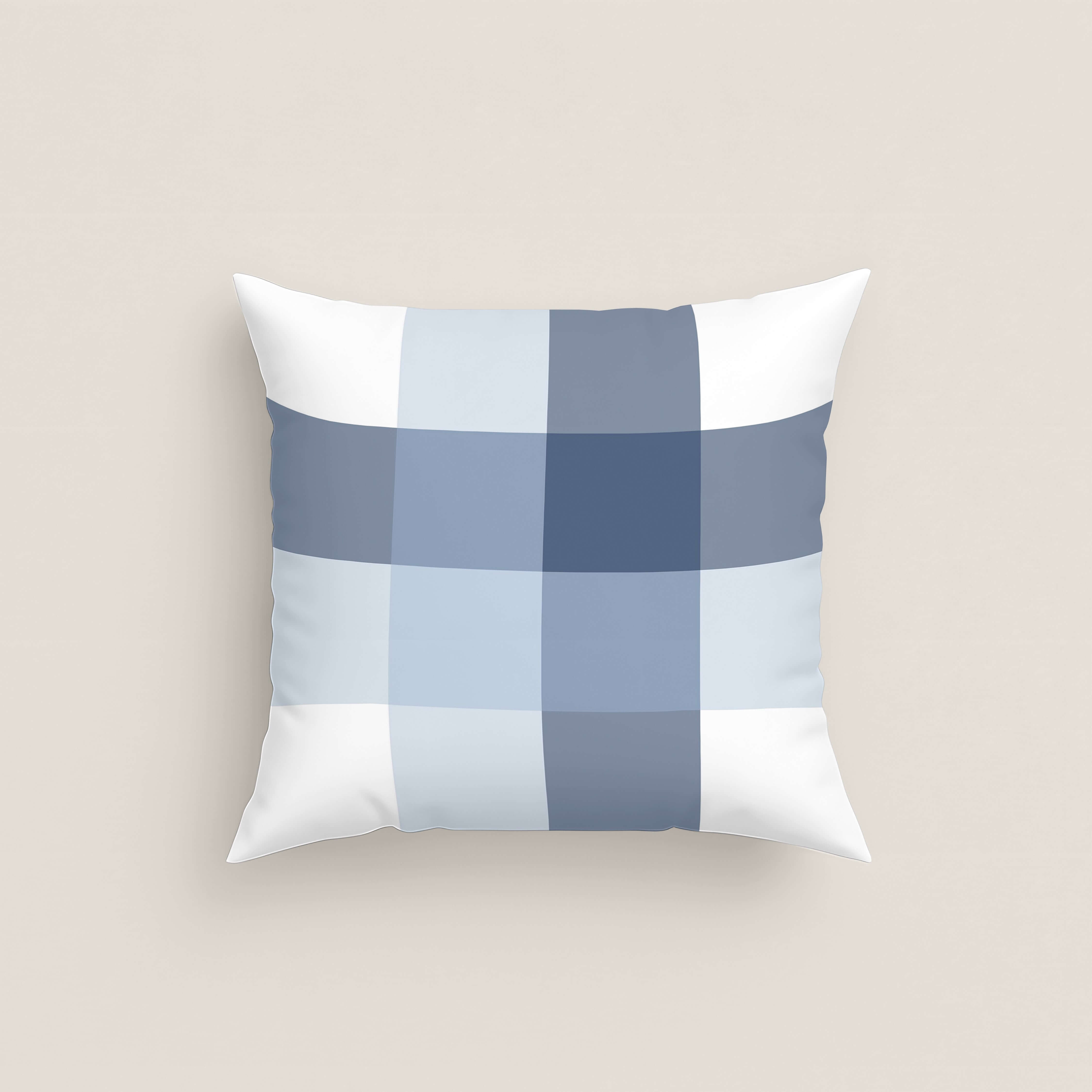 FUNDA DE COJÍN ESTAMPADO ESCOCES AZUL-BLANCO 100% ALGODÓN