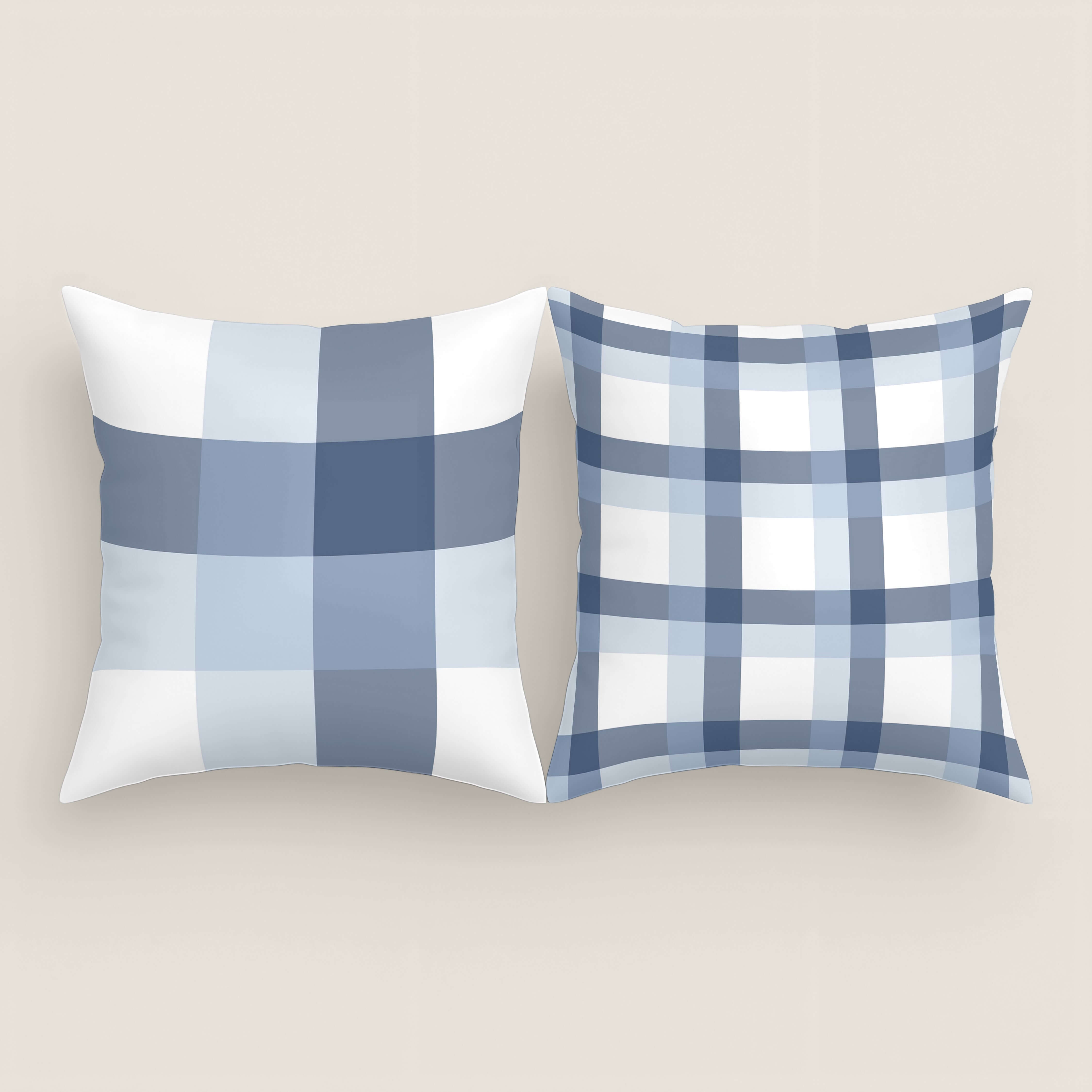 FUNDA DE COJÍN ESTAMPADO ESCOCES AZUL-BLANCO 100% ALGODÓN