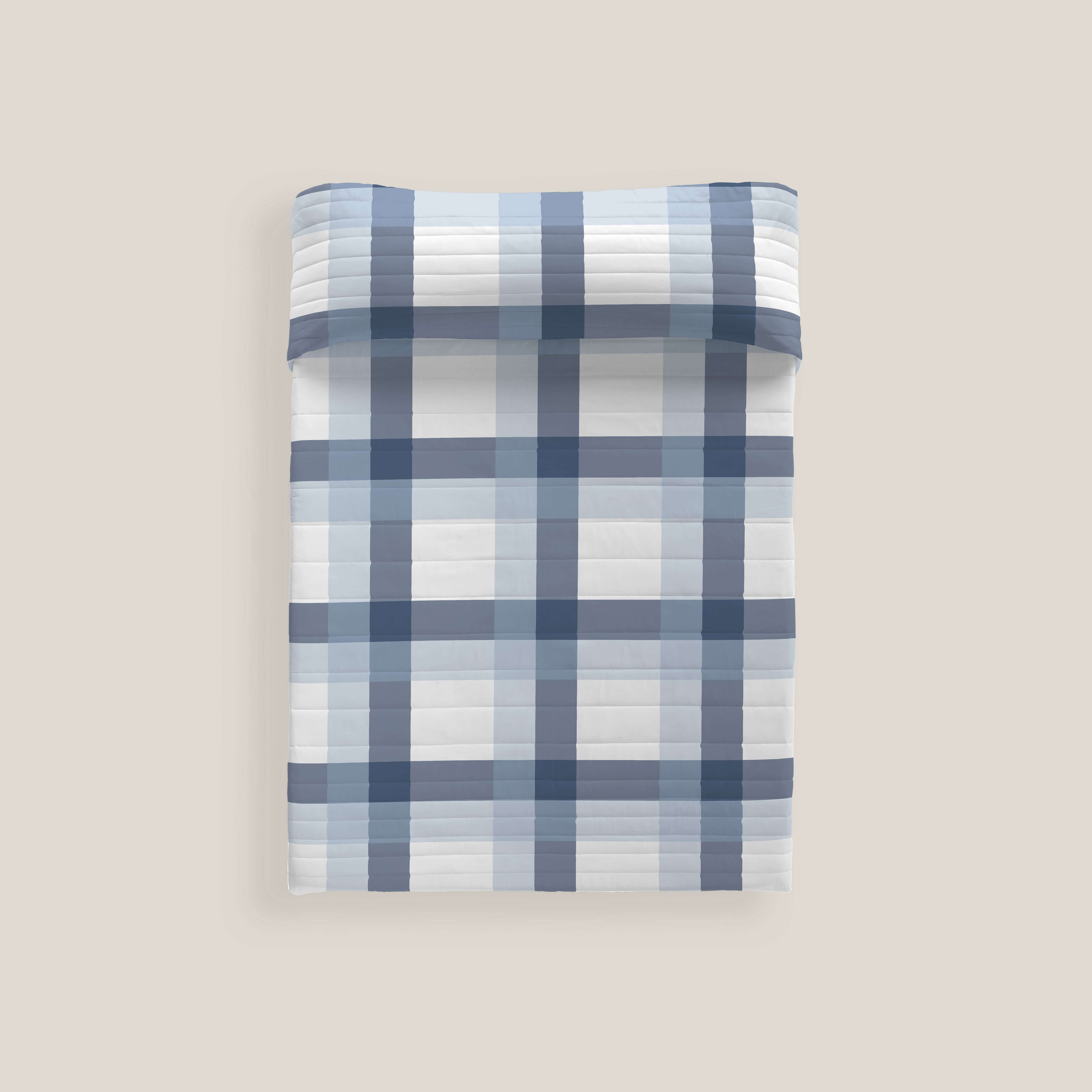 COLCHA BOUTI ESTAMPADA ESCOCES AZUL-BLANCO 100% ALGODÓN