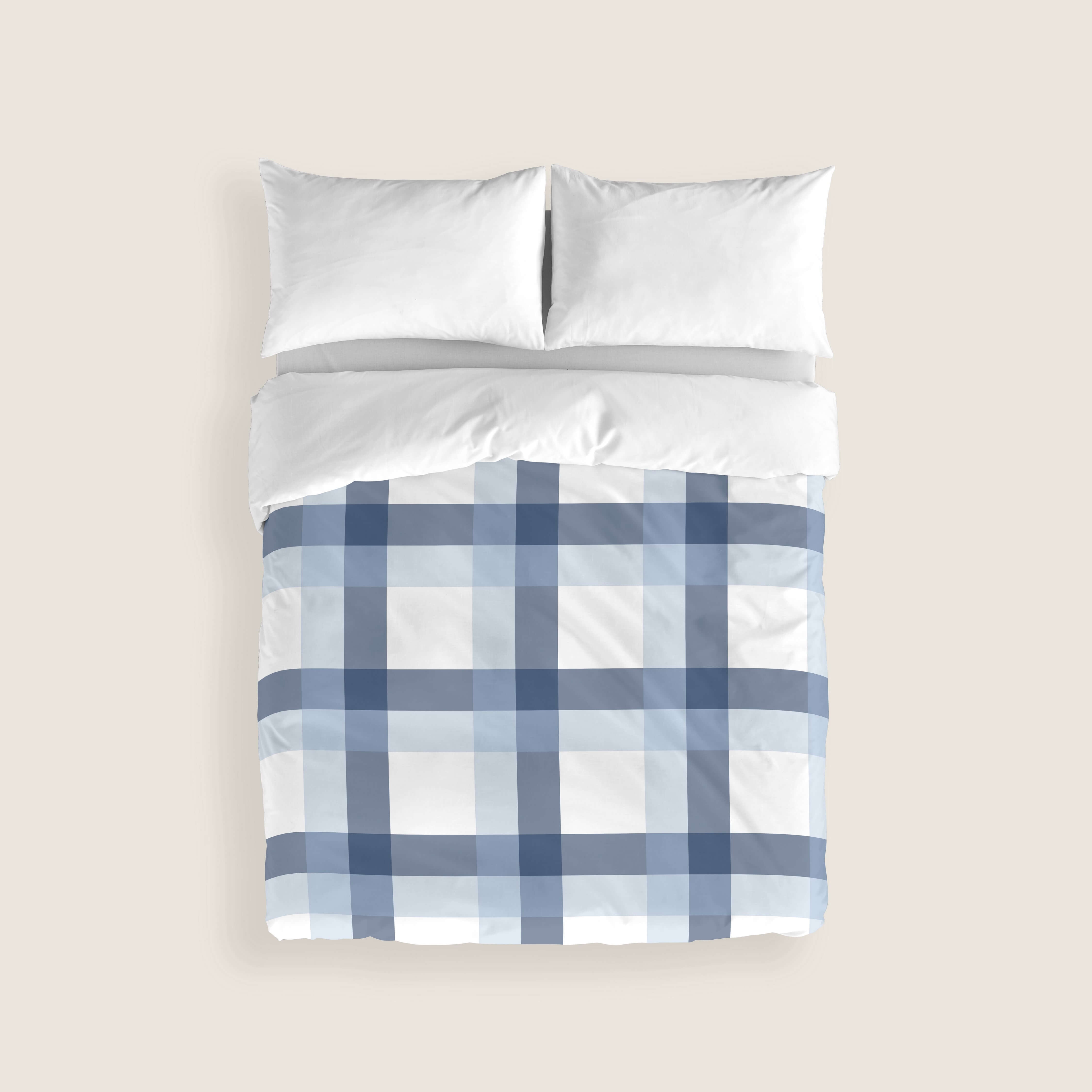 FUNDA NÓRDICA ESTAMPADA ESCOCES AZUL-BLANCO 100% ALGODÓN