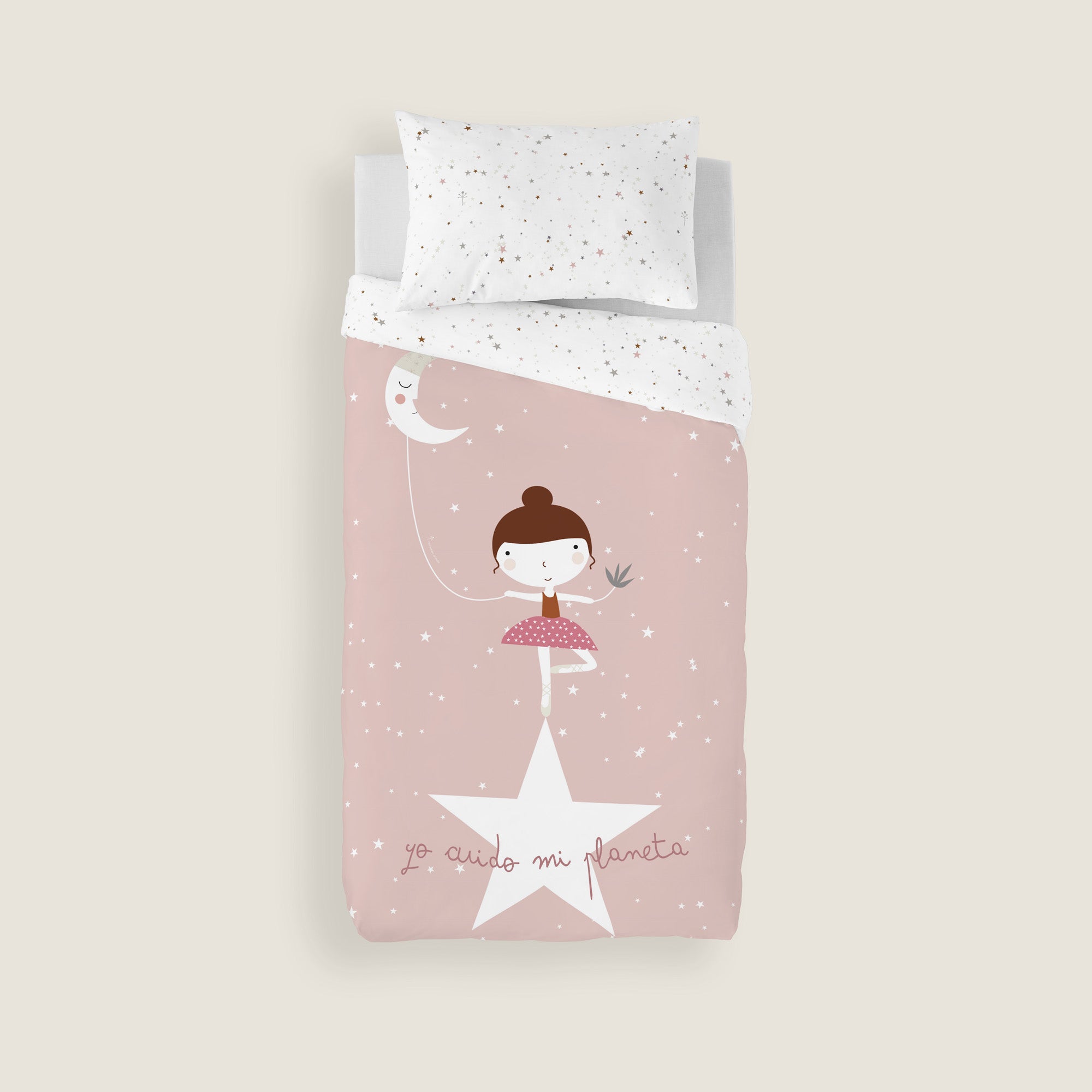 COPRIPIUMINO REVERSIBILE STAMPATO PER BAMBINI BALLERINA 100% COTONE