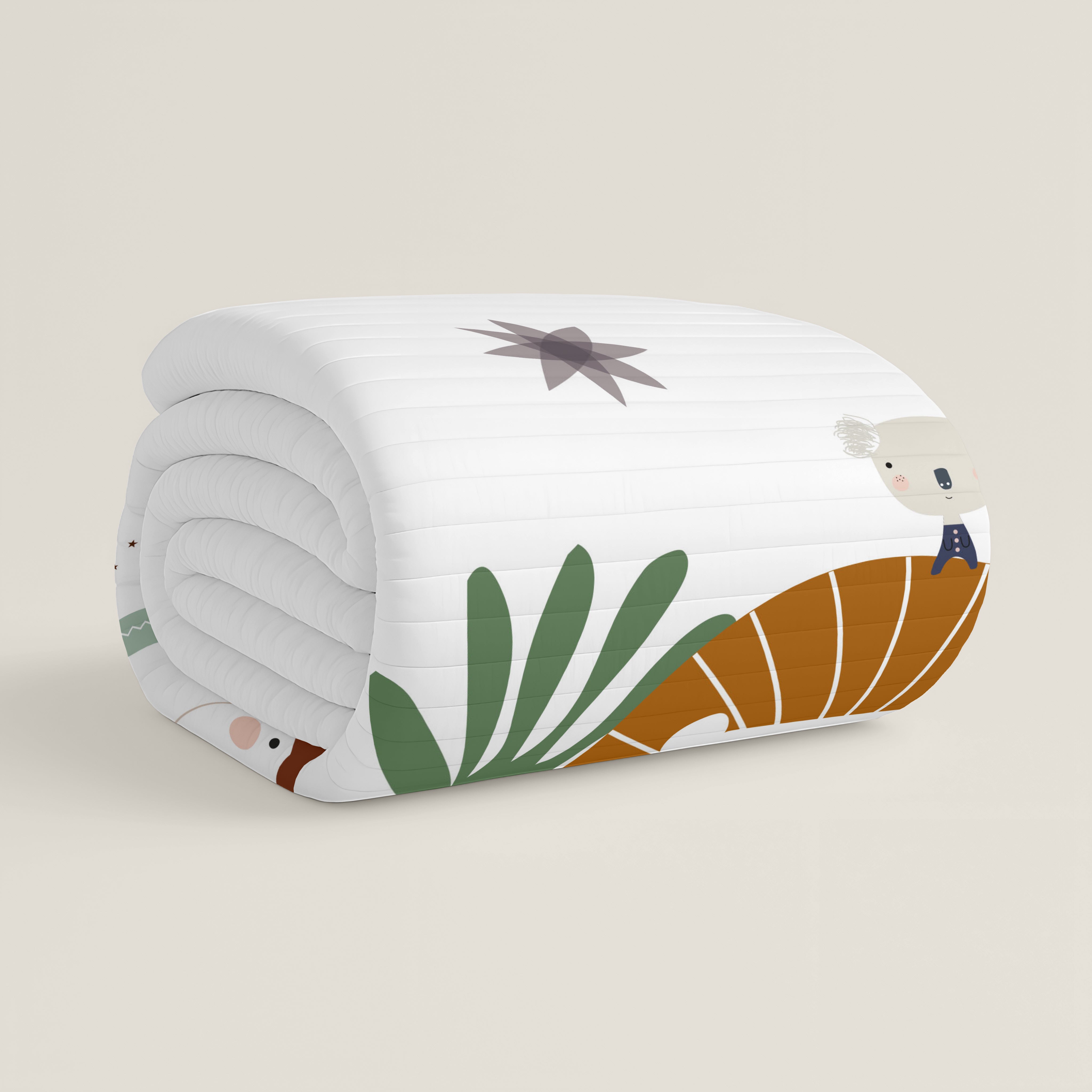 COLCHA BOUTI REVERSIBLE ESTAMPADA INFANTIL JUNGLA NIÑO  100% ALGODÓN