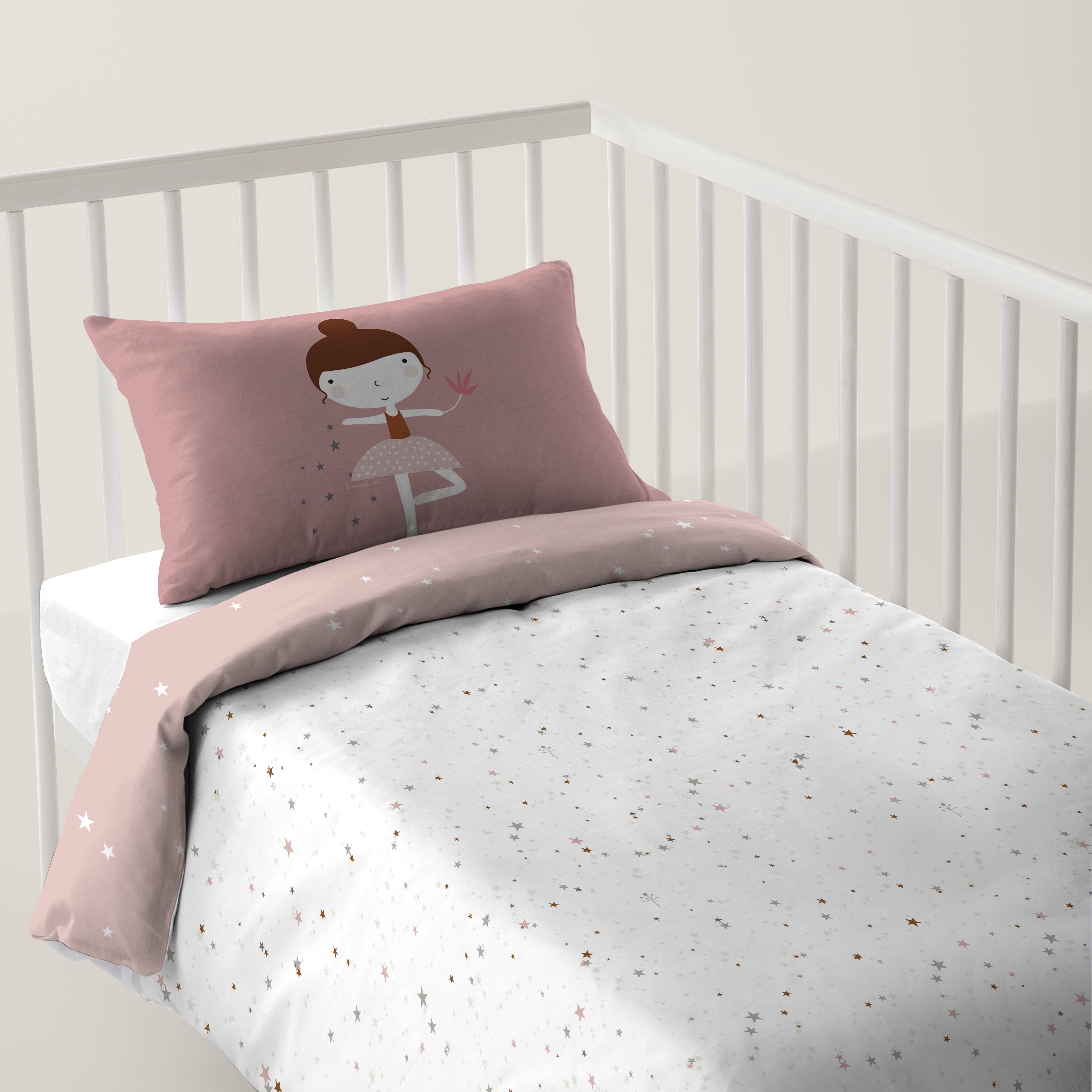 FUNDA NÓRDICA REVERSIBLE CUNA BEBÉ BAILARINA 100% ALGODÓN