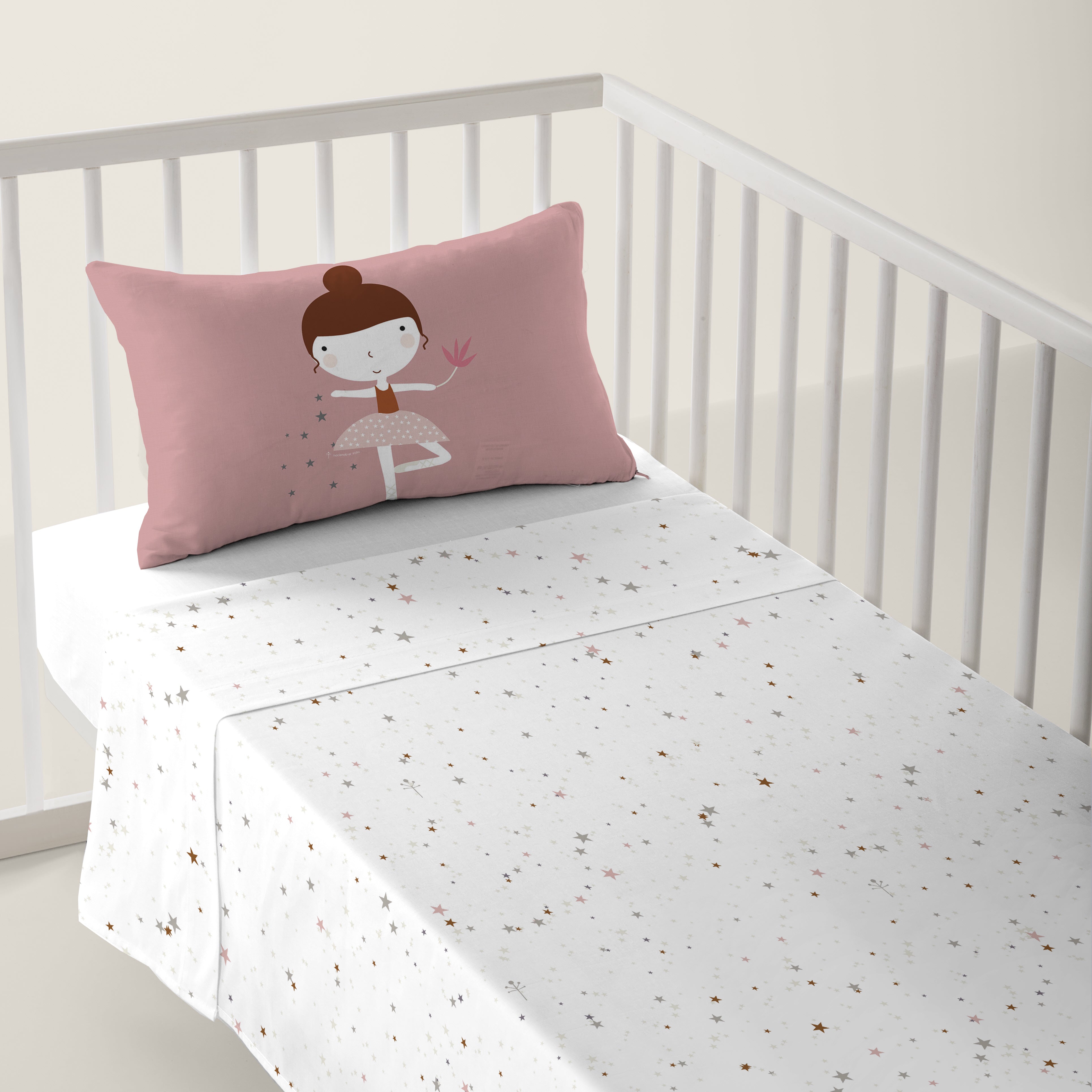 JUEGO DE SÁBANAS CUNA BEBÉ BAILARINA B 100% ALGODÓN