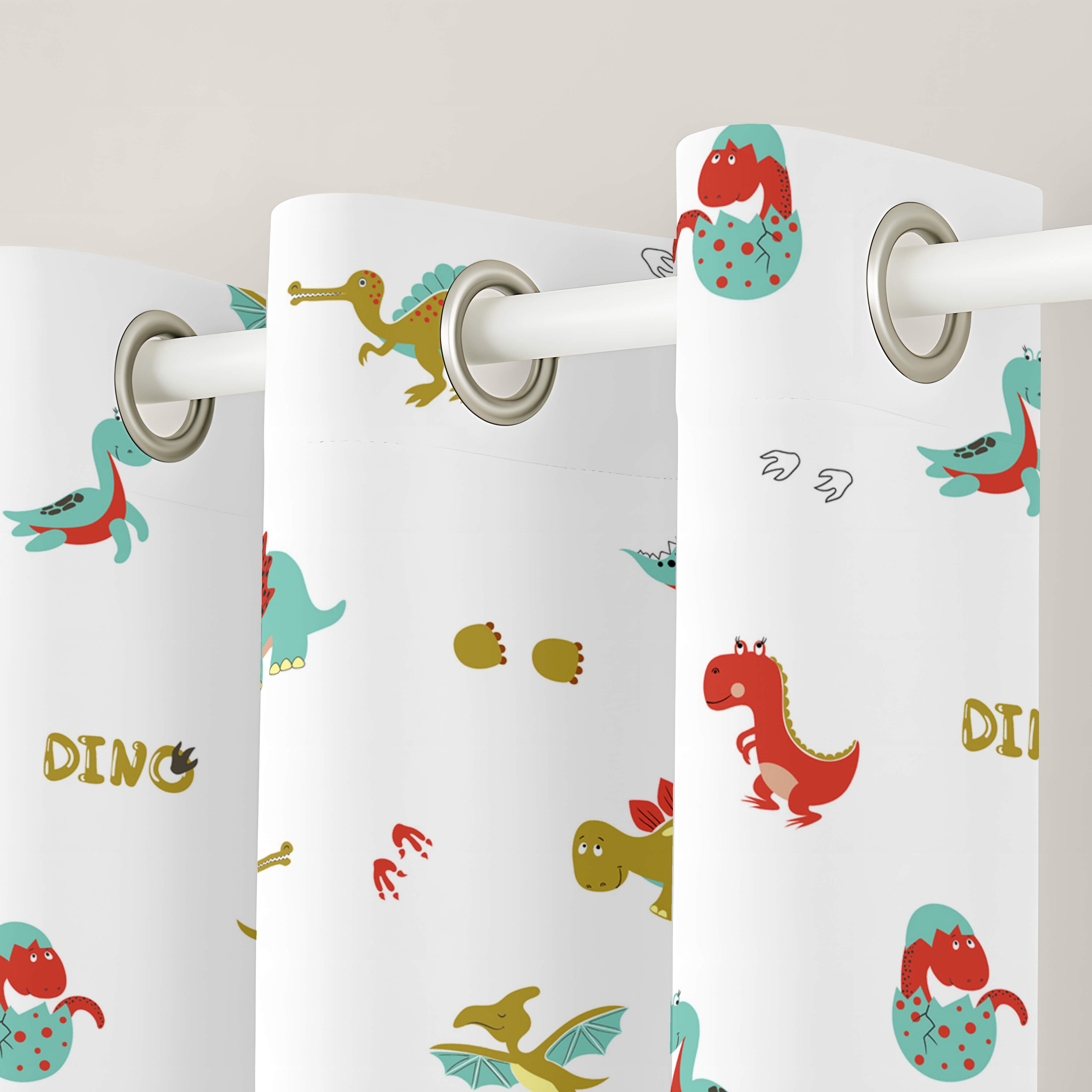 CORTINA INFANTIL DINO 100% ALGODÓN