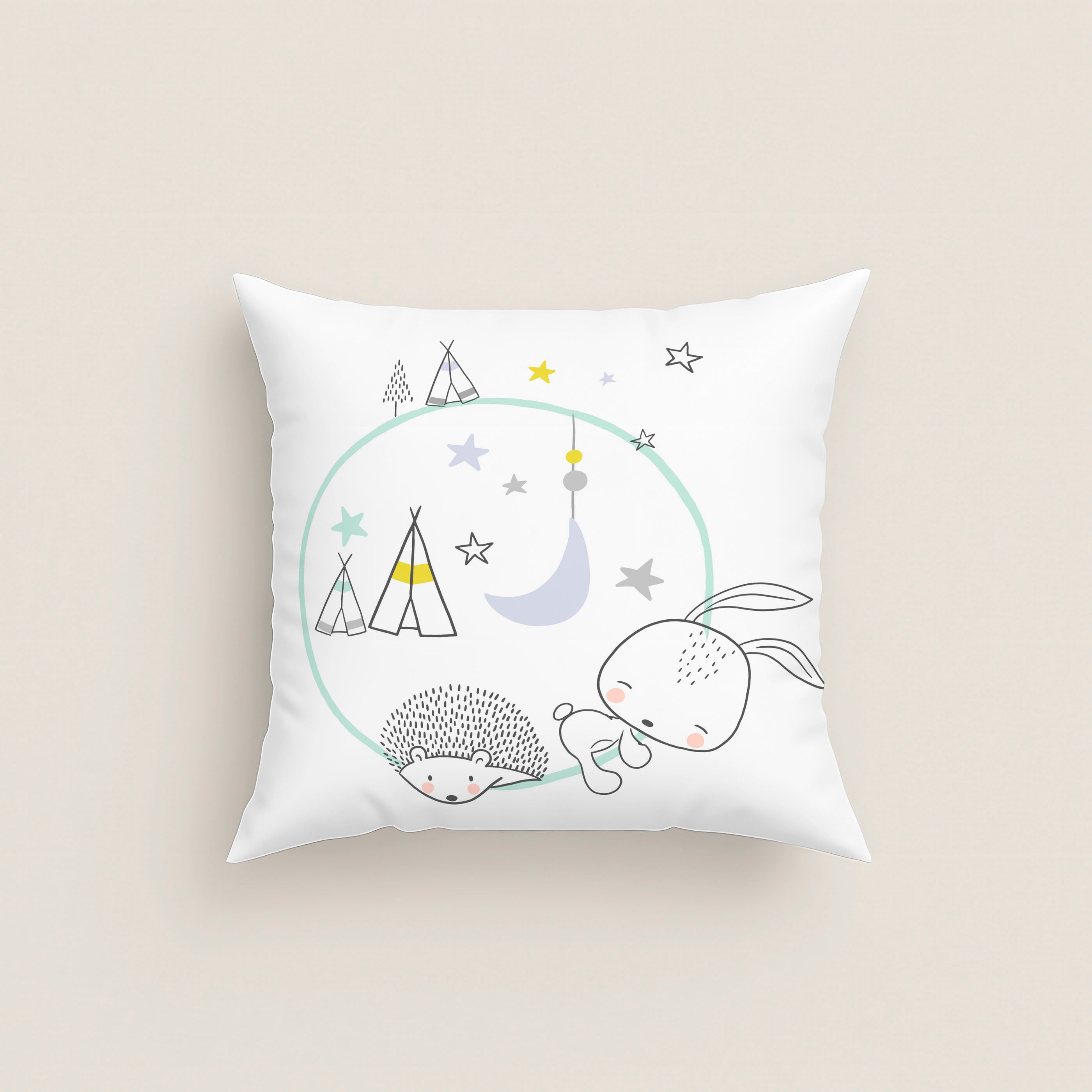 FUNDA DE COJÍN  ESTAMPADO INFANTIL LETS DREAM 100% ALGODÓN