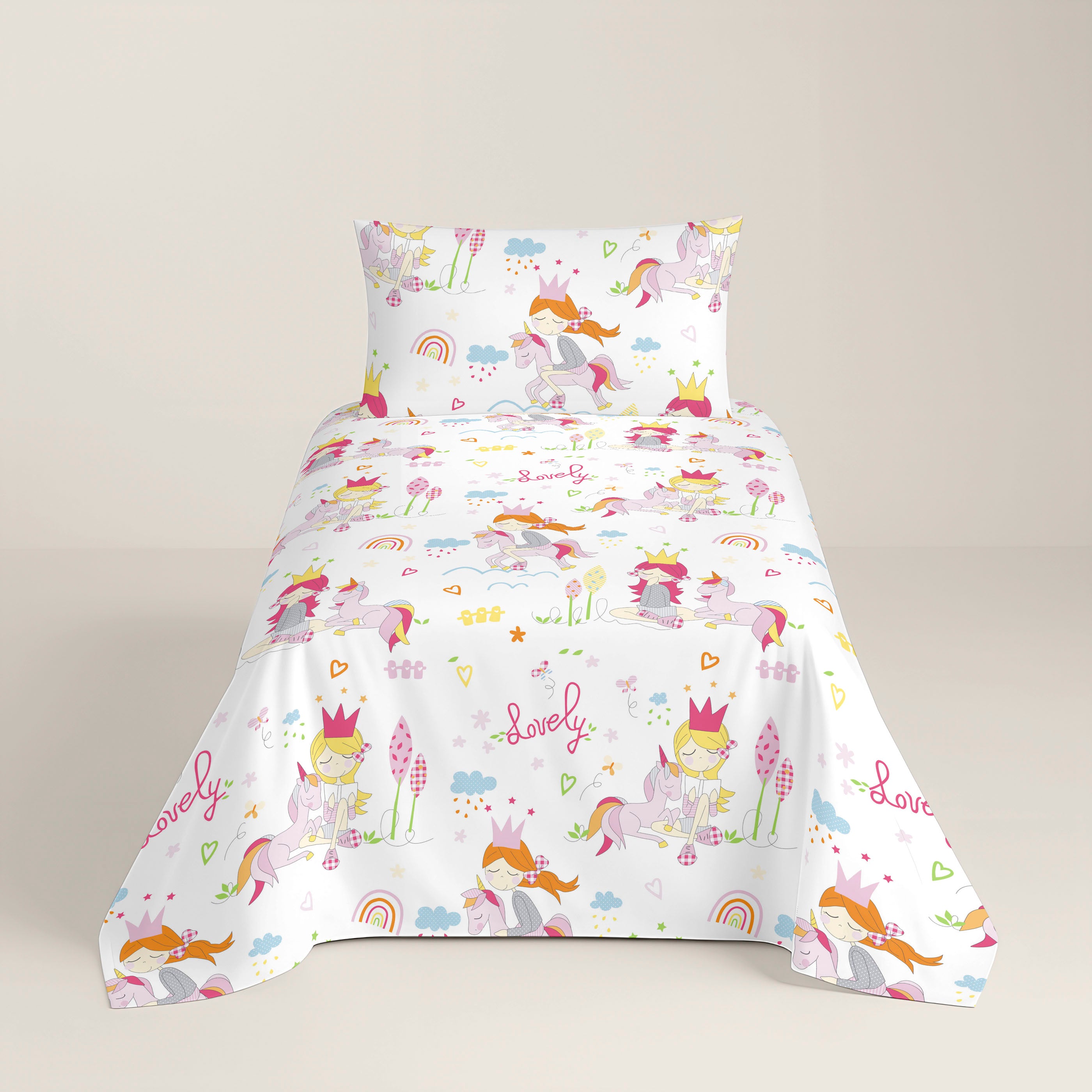 JUEGO SÁBANAS ESTAMPADAS INFANTIL LOVELY 100% ALGODÓN