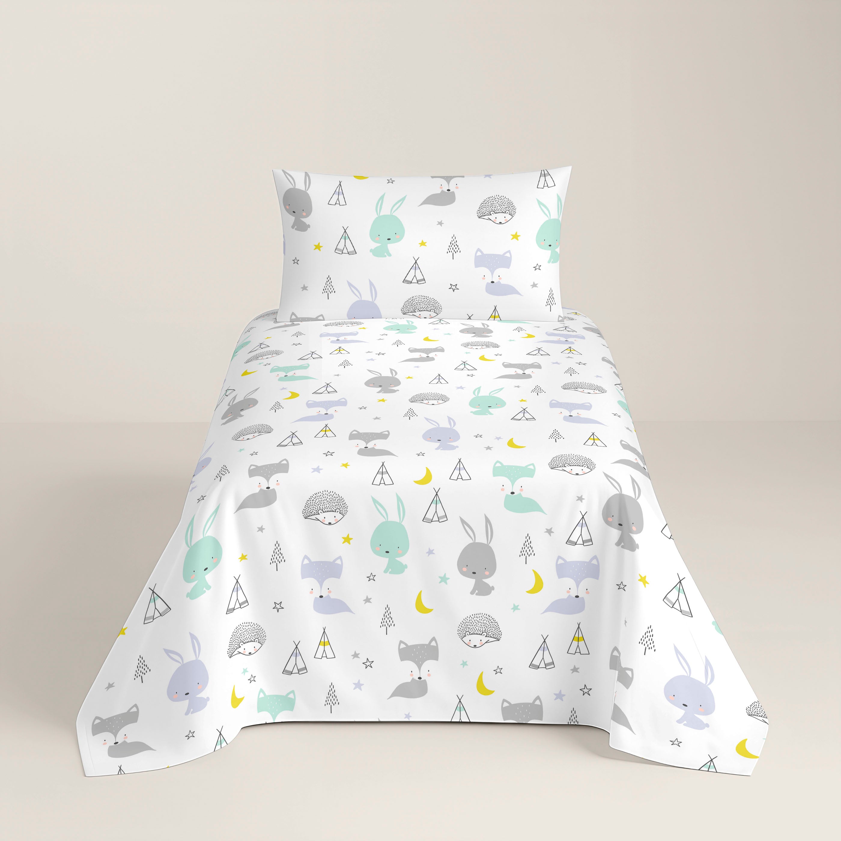 JUEGO SÁBANAS ESTAMPADAS INFANTIL LETS DREAM B 100% ALGODÓN