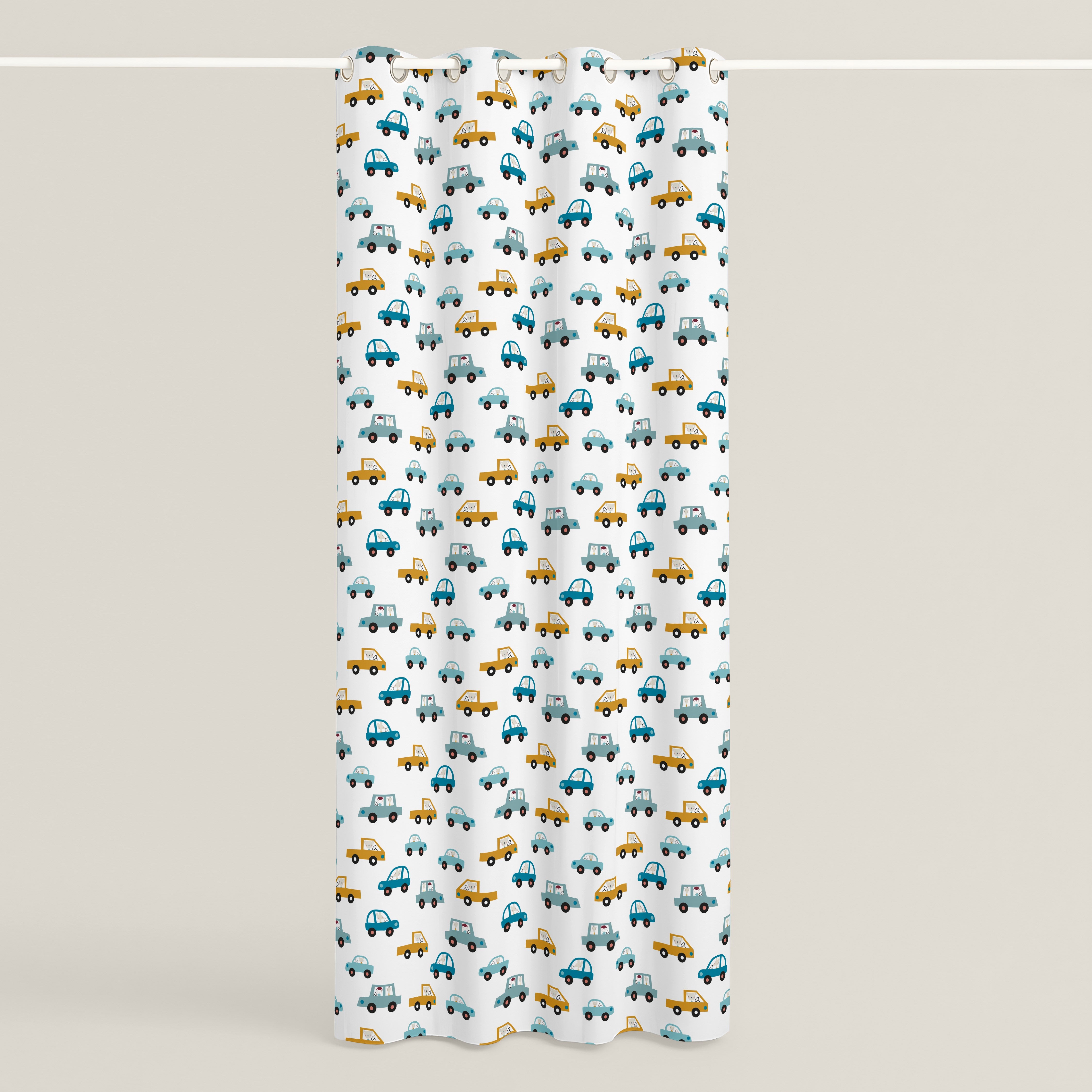 CORTINA INFANTIL COCHES B 100% ALGODÓN