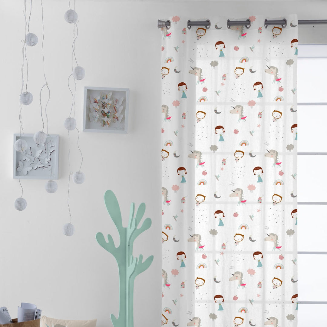 CORTINA INFANTIL UNICORN PINK 100% ALGODÓN