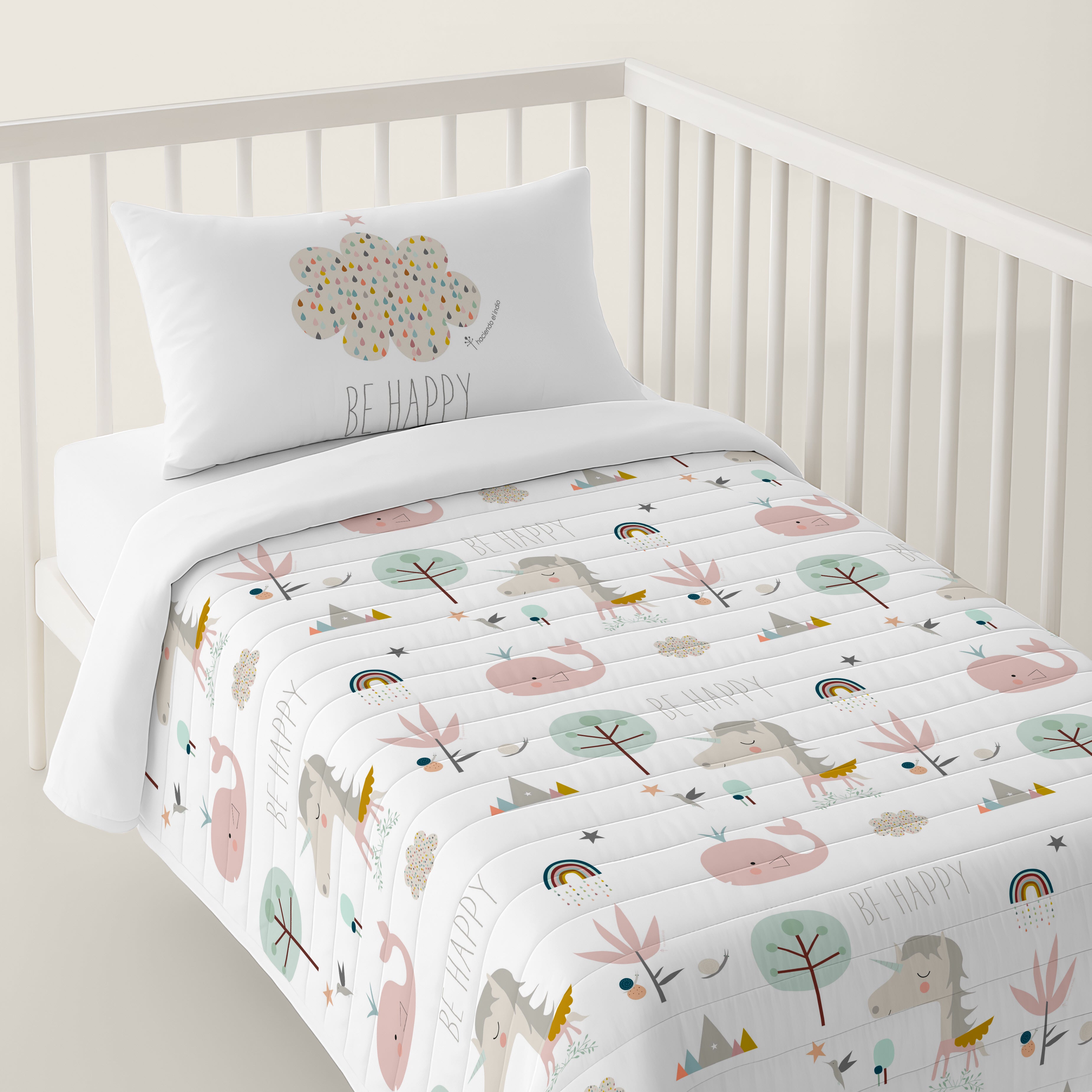 COLCHA BOUTI ESTAMPADA BEBÉ CUNA RAINBOWLAND 100% ALGODÓN