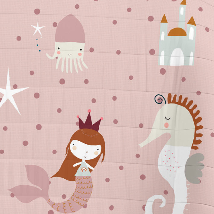 COLCHA BOUTI REVERSIBLE ESTAMPADA BEBÉ CUNA SEA HORSE 100% ALGODÓN