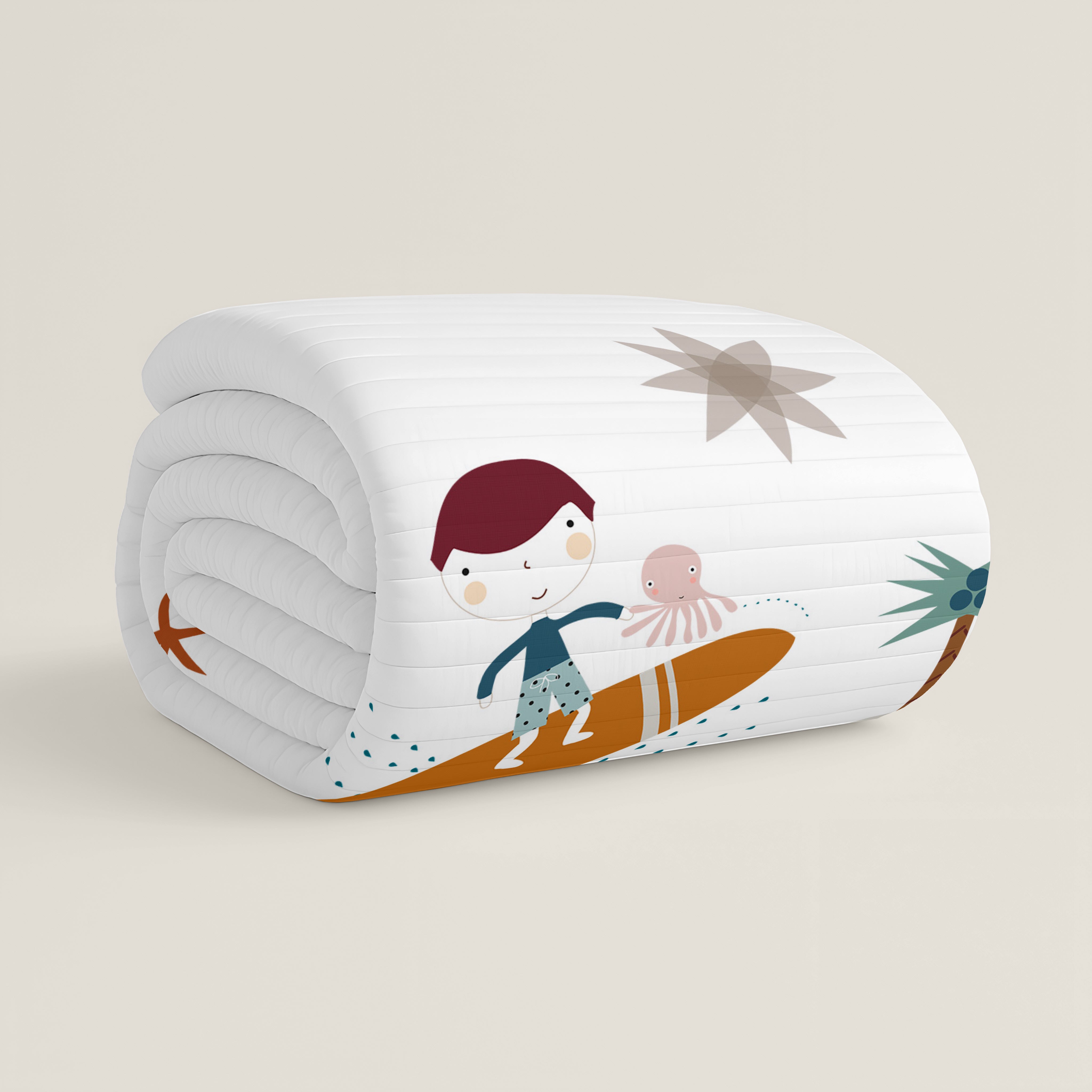 COPERTINA BOUTIS REVERSIBILE STAMPATA NEONATO CULLA SURF 100% COTONE