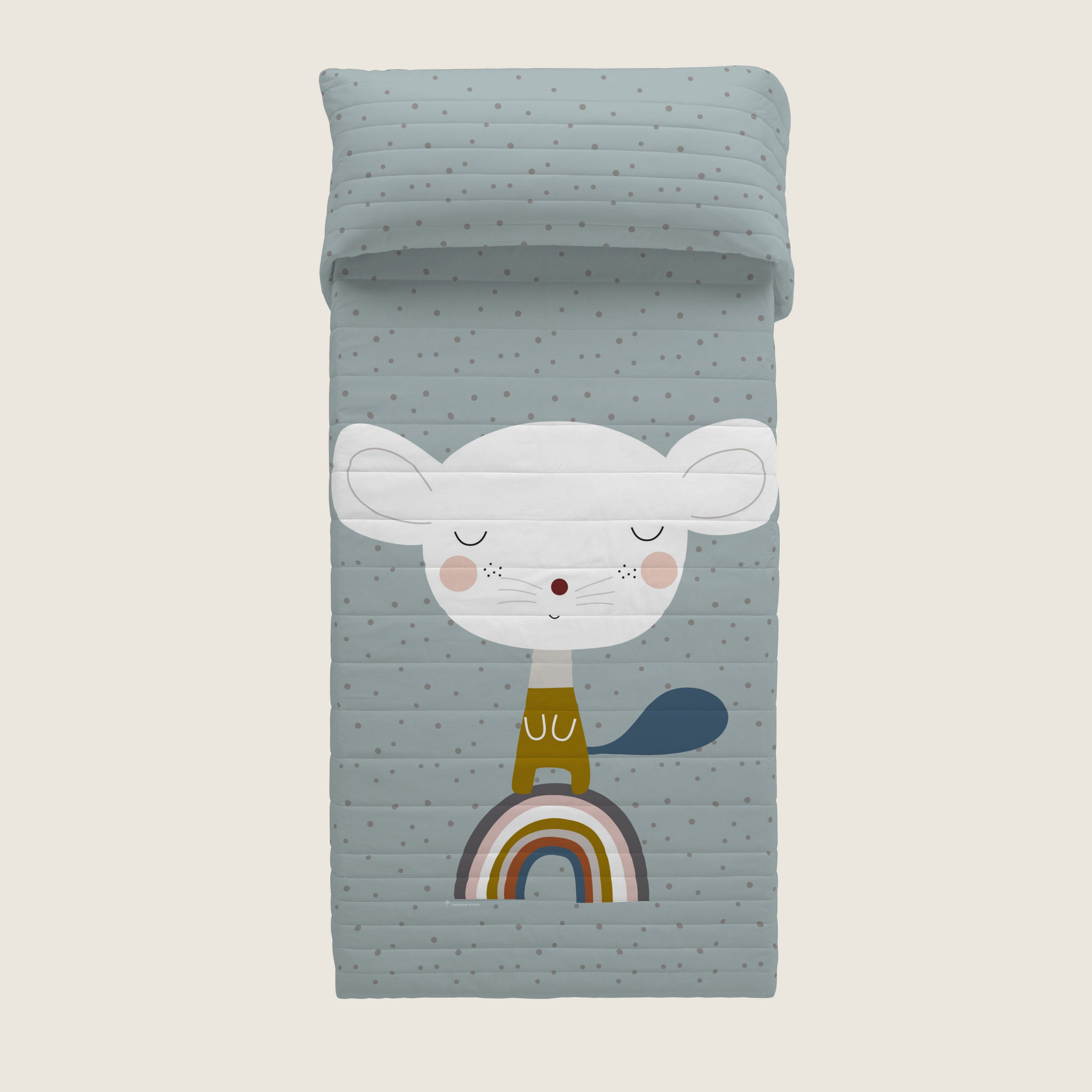 COLCHA BOUTI REVERSIBLE ESTAMPADA BEBÉ CUNA SUSANITA AZUL 100% ALGODÓN